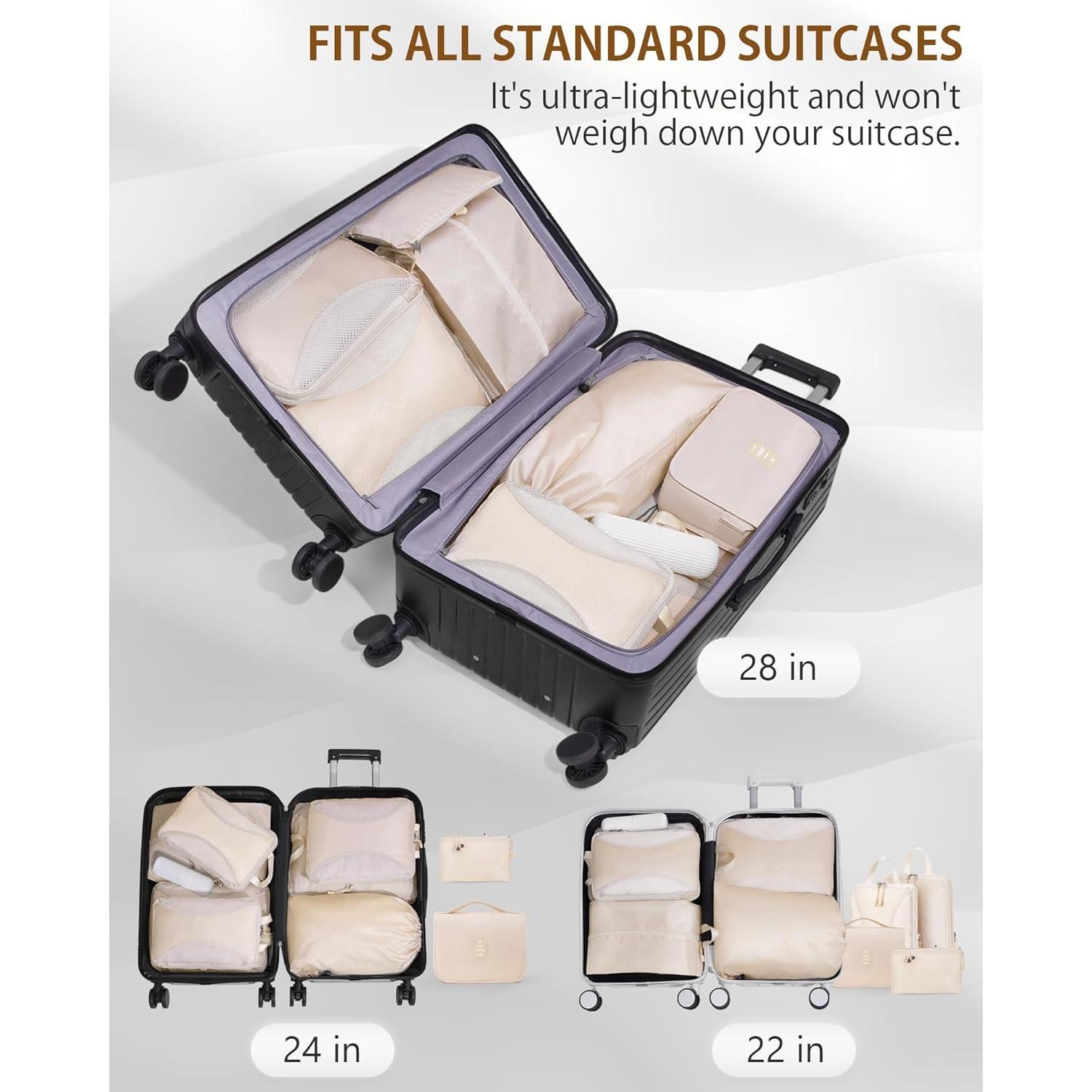Cubos de Compresión TRMFUSA 10 Piezas Beige para Viaje