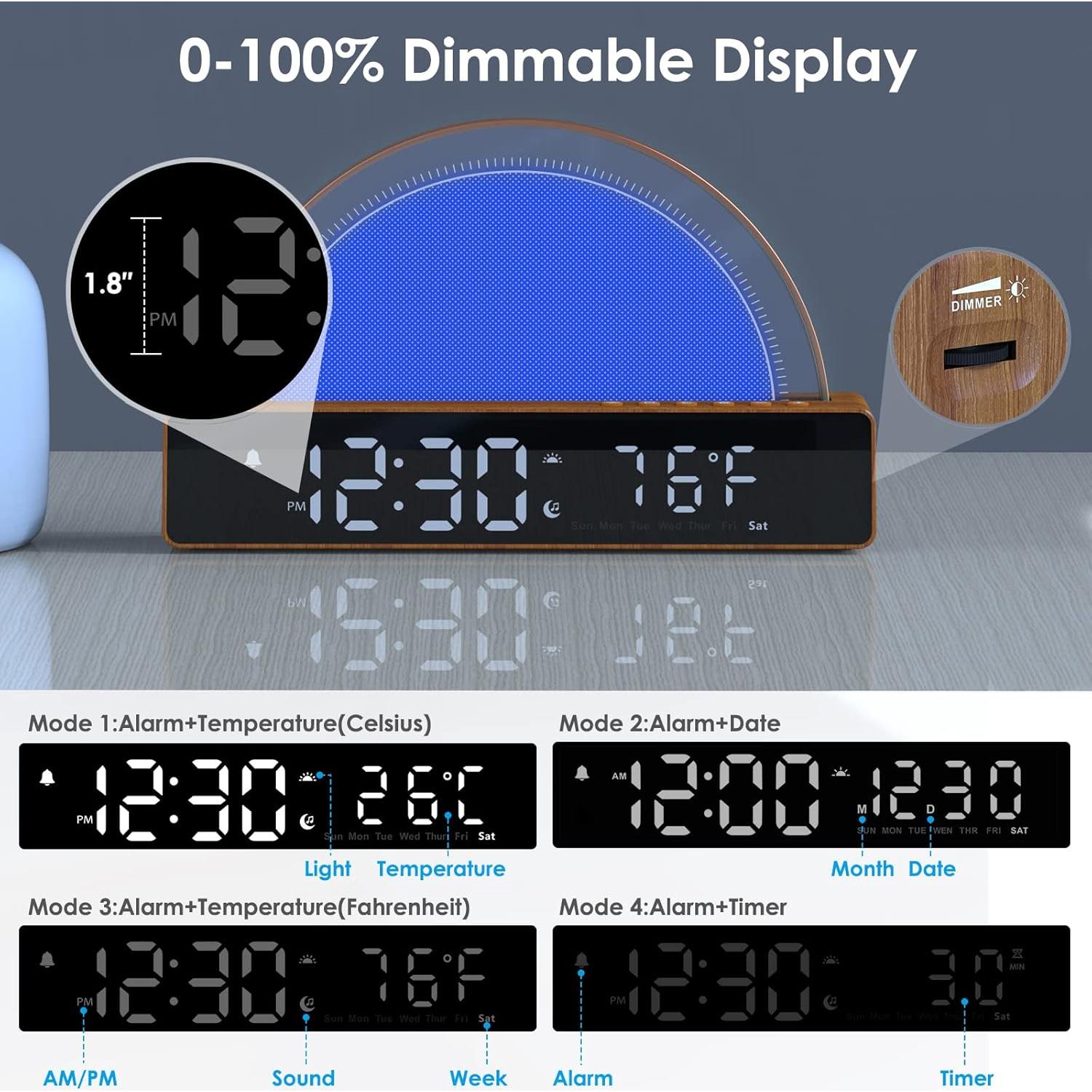 Despertador de Amanecer APUZOM con Luz Multicolor y Sonidos