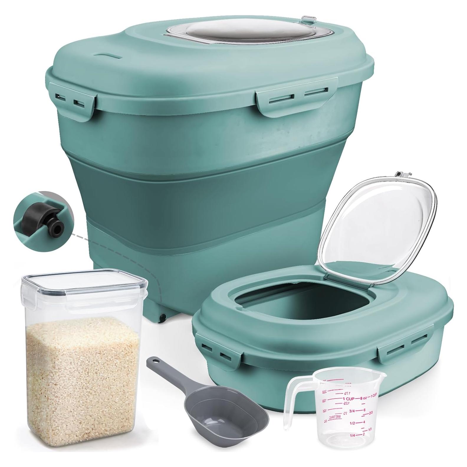 Contenedor de Almacenamiento Komzon 25L Colapsable Verde con Ruedas