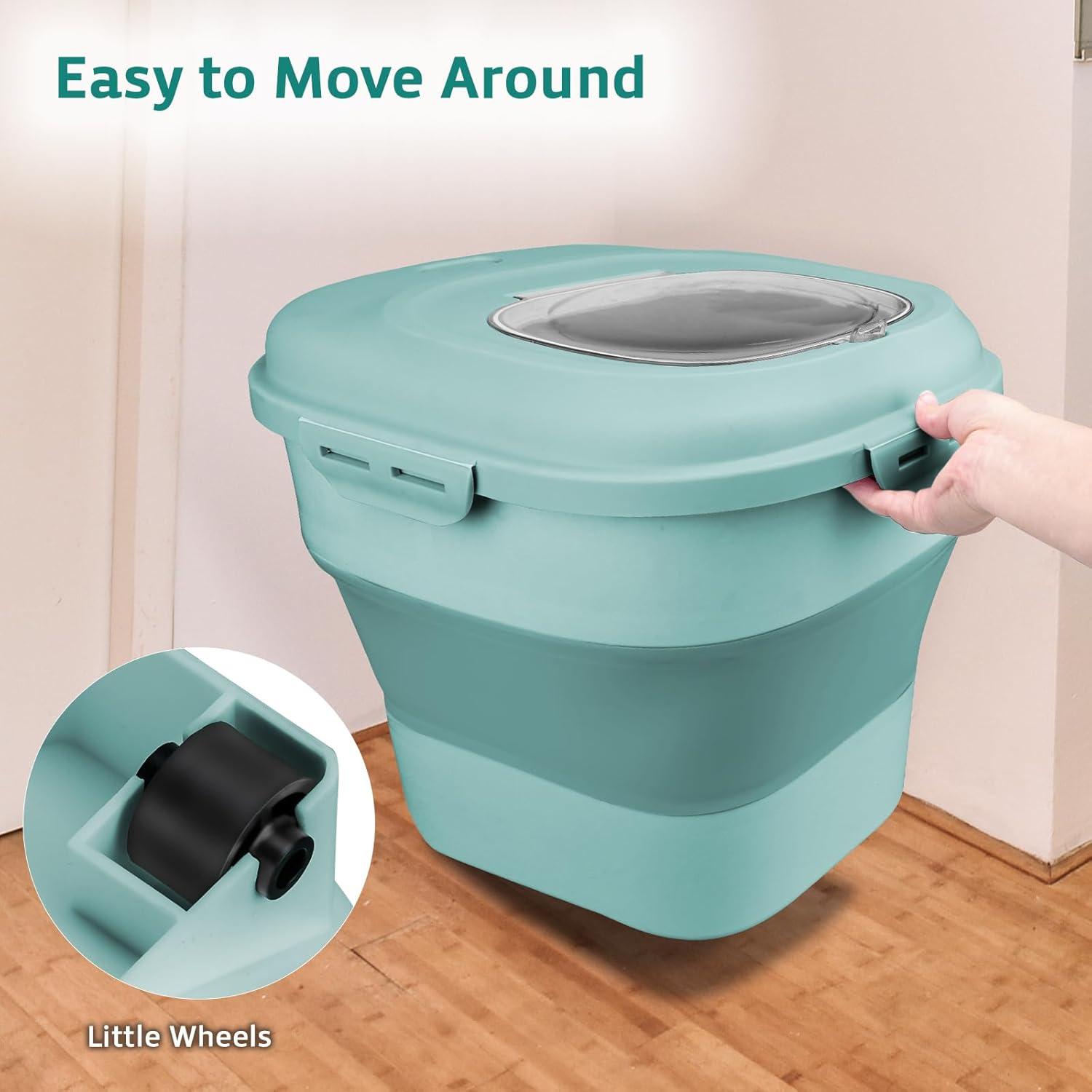 Contenedor de Almacenamiento Komzon 25L Colapsable Verde con Ruedas