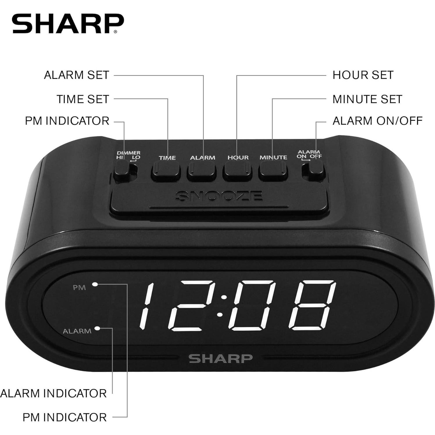 Reloj Despertador Digital SHARP AccuSet Negro 0.29 kg
