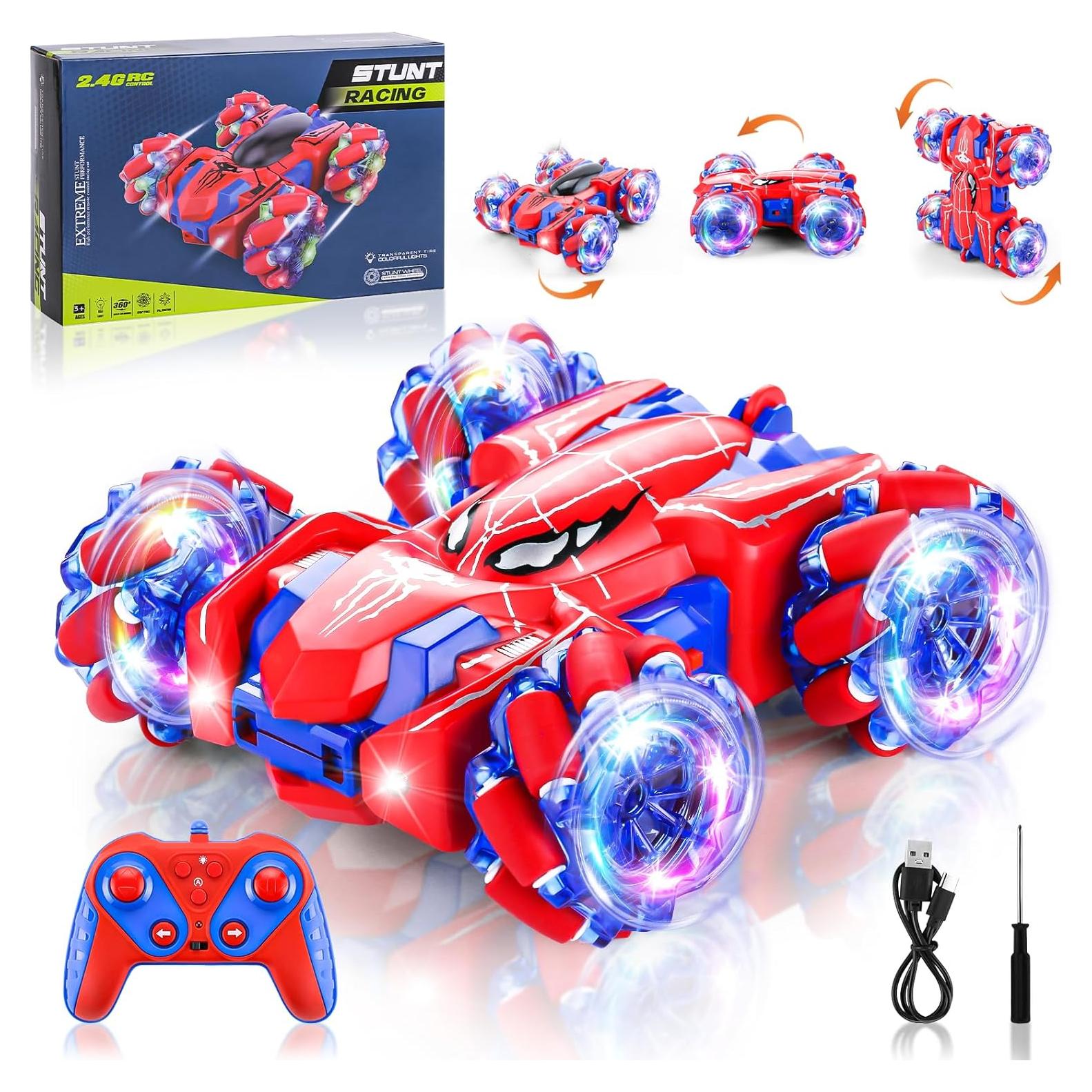 Coche RC Spider 4WD Rojo 360° Acrobacias LED