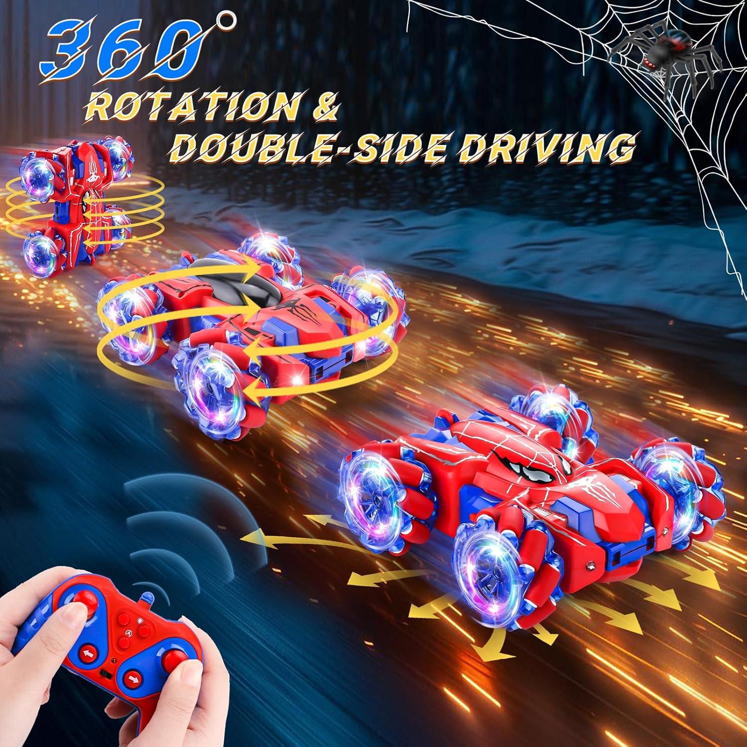 Coche RC Spider 4WD Rojo 360° Acrobacias LED