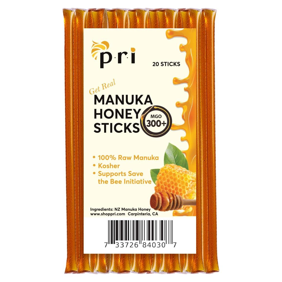 Palitos de Miel de Manuka PRI MGO 300+ Cruda 20 Unidades