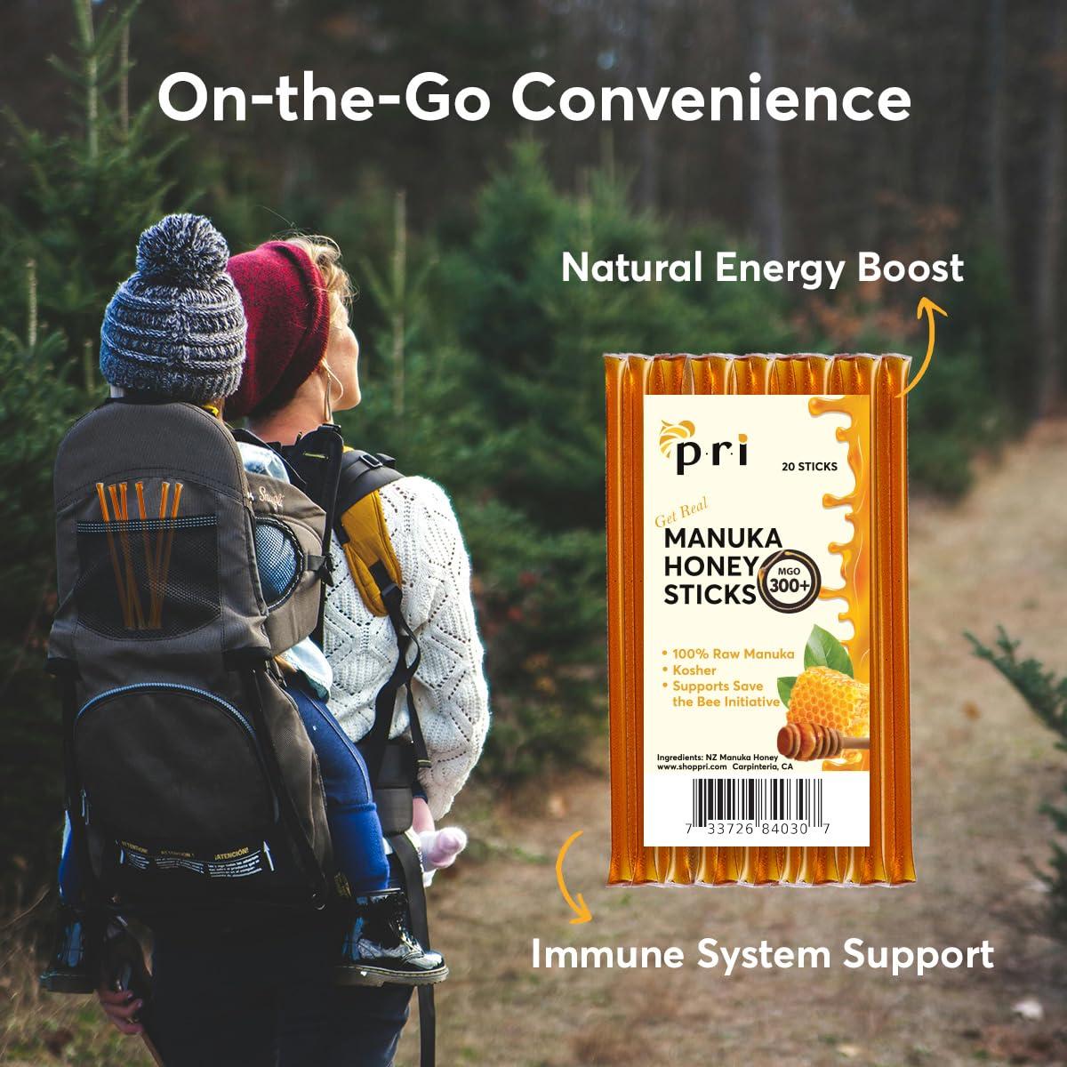 Palitos de Miel de Manuka PRI MGO 300+ Cruda 20 Unidades