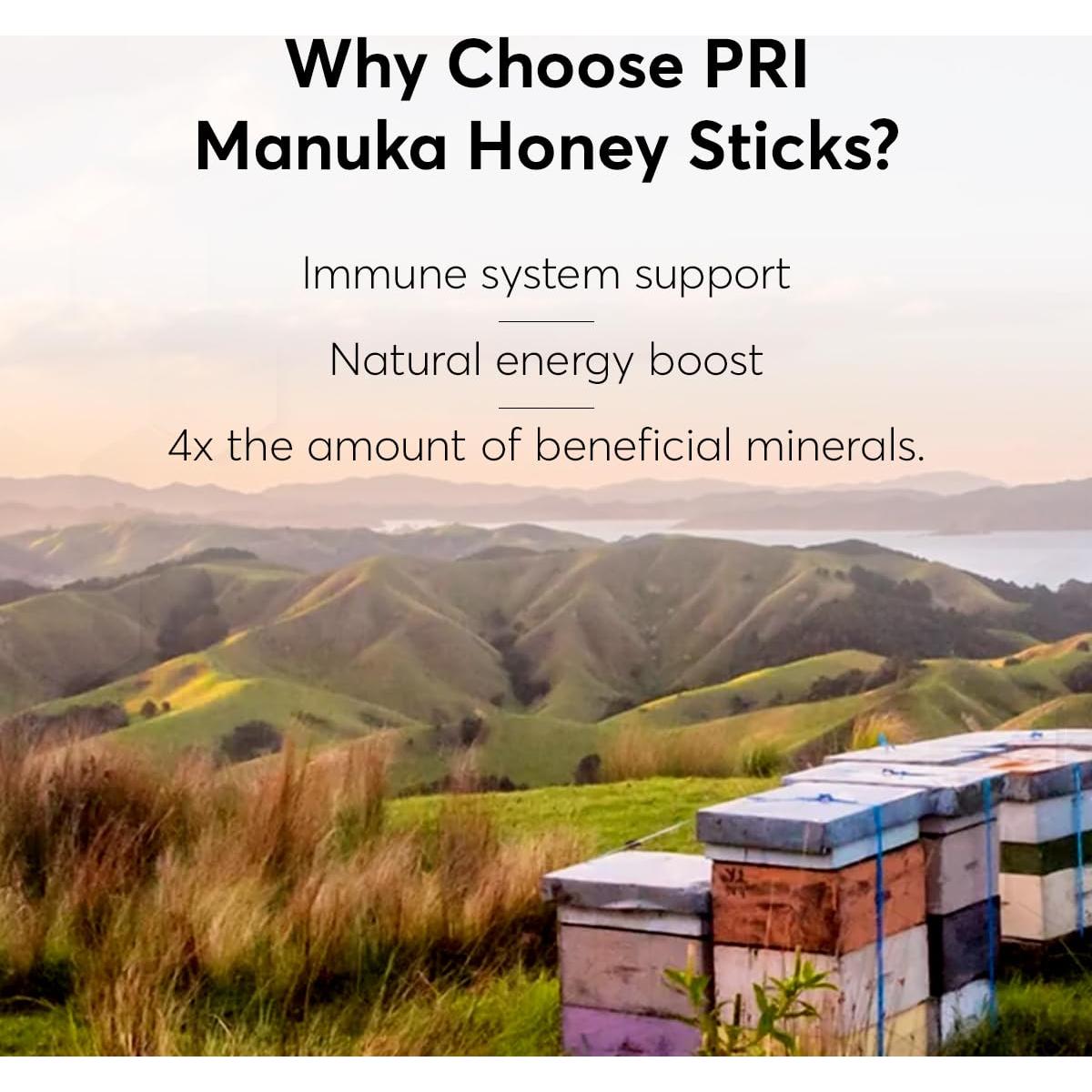 Palitos de Miel de Manuka PRI MGO 300+ Cruda 20 Unidades