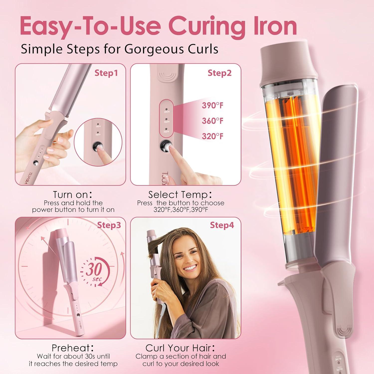 Rizador de Cabello TSUYAGLA 1.6" Cerámica 3 Temperaturas