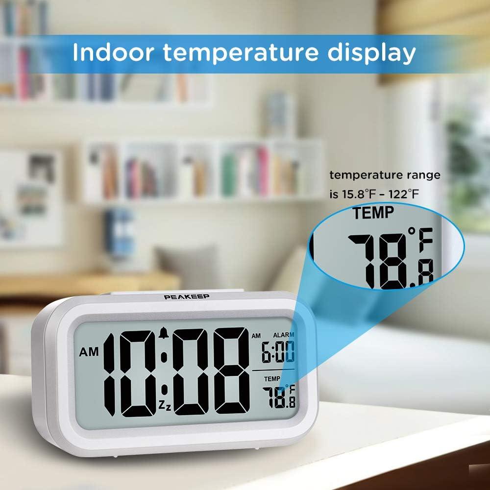 Reloj Despertador Digital Peakeep con Luz y Temperatura