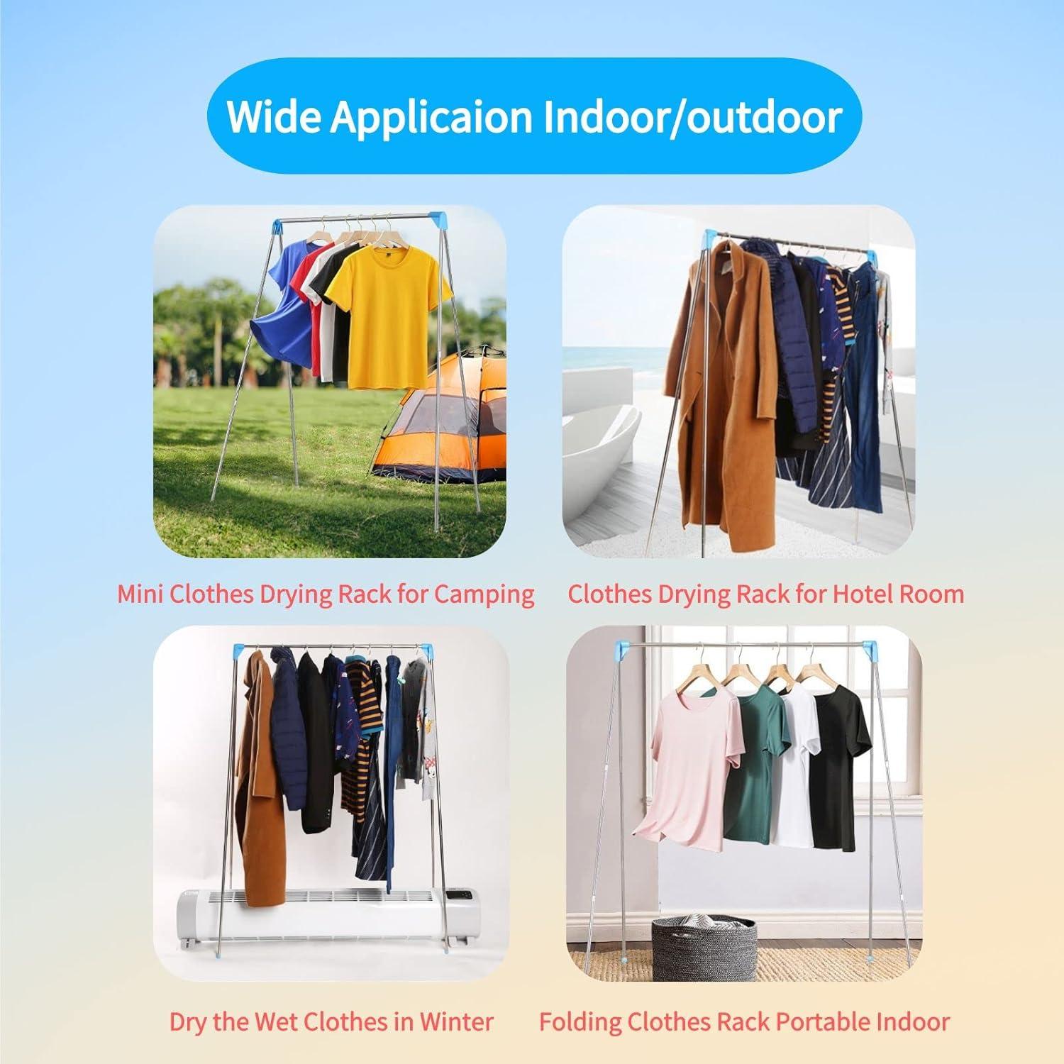 Soporte de Ropa de Viaje Lmaray Plegable Ajustable 135 cm