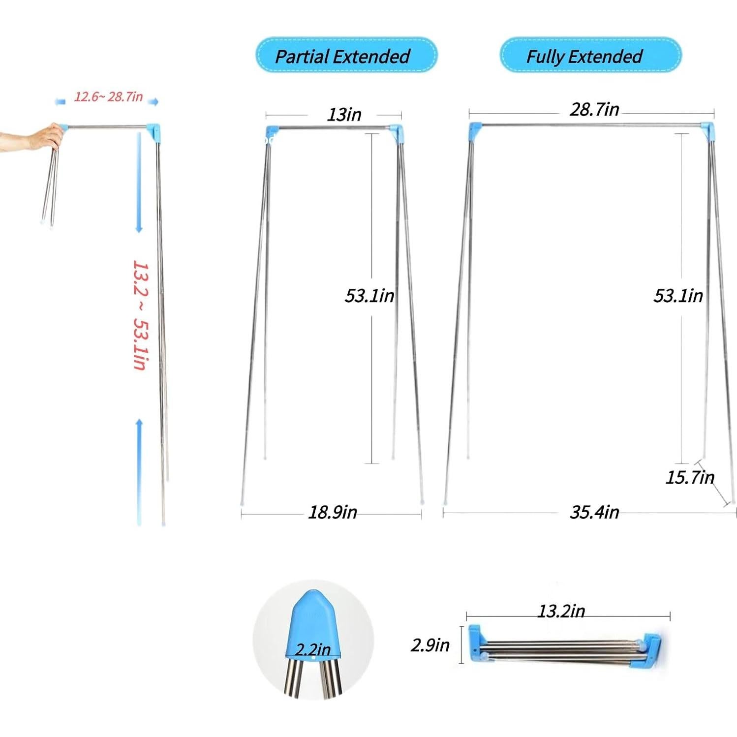 Soporte de Ropa de Viaje Lmaray Plegable Ajustable 135 cm