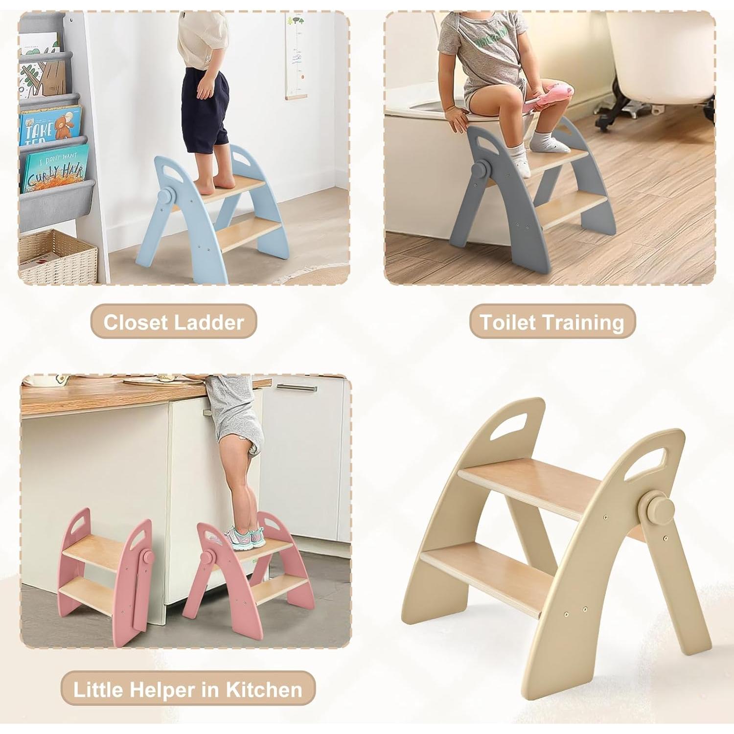 Escalera Plegable de 2 Pasos Joothlin para Niños Antideslizante