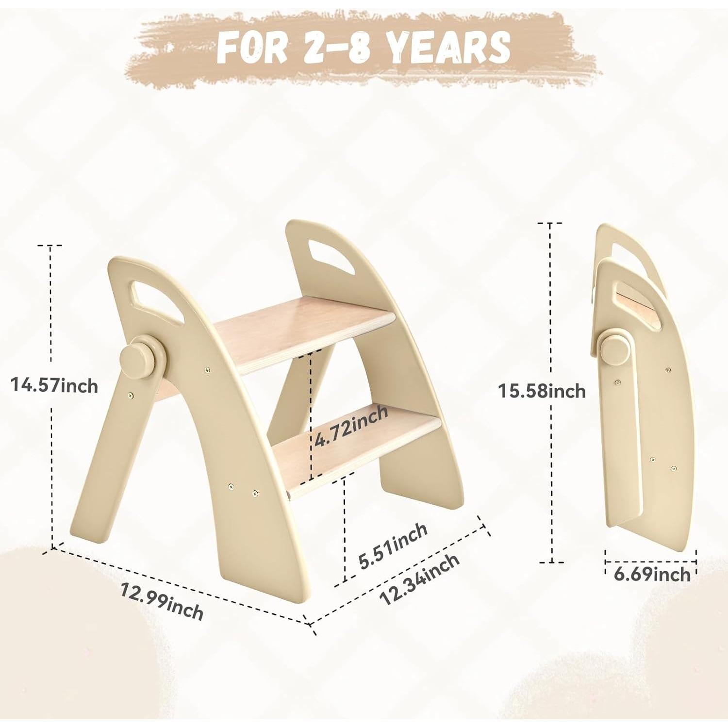 Escalera Plegable de 2 Pasos Joothlin para Niños Antideslizante