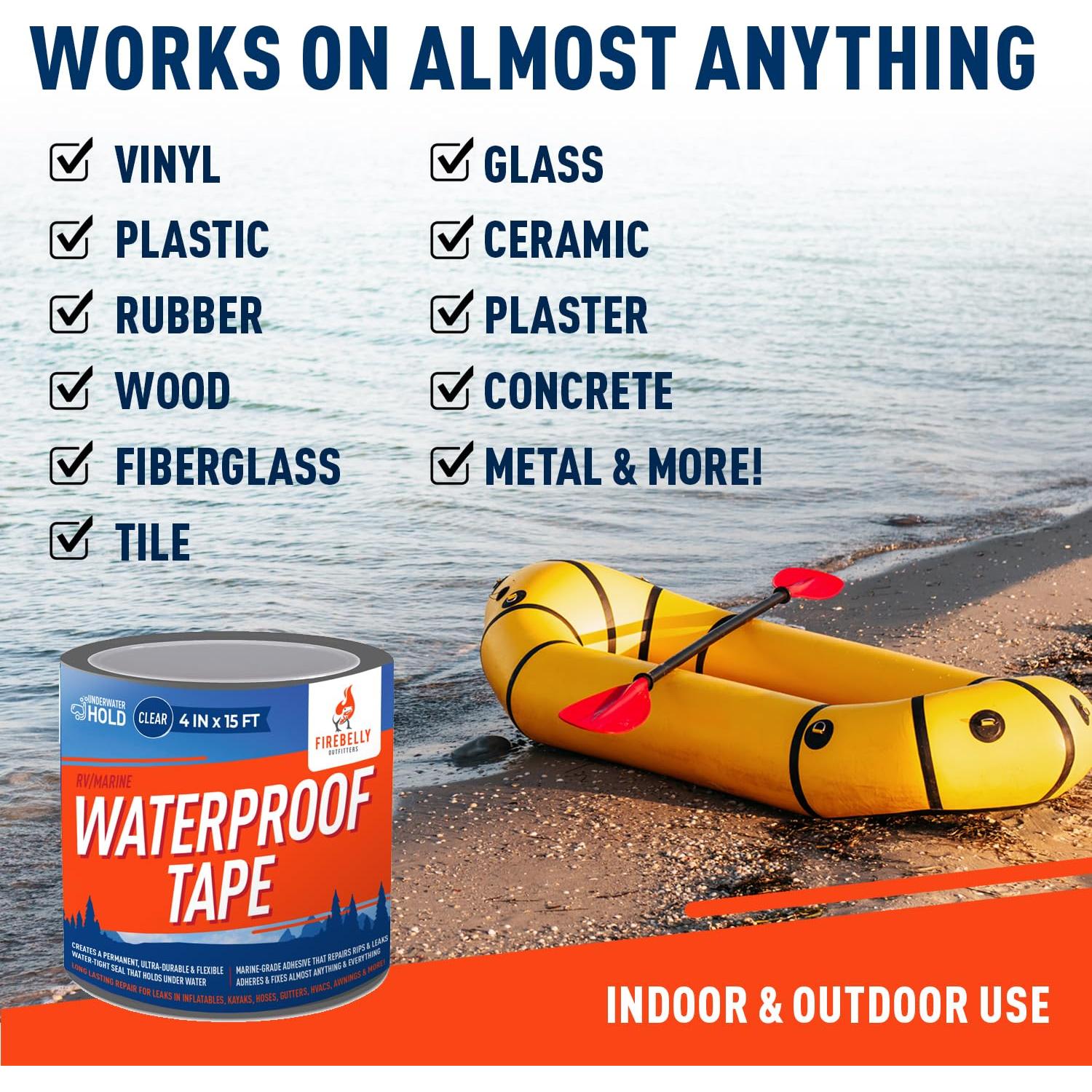 Cinta Impermeable Firebelly Outfitters 4.57m x 10.16cm Transparente