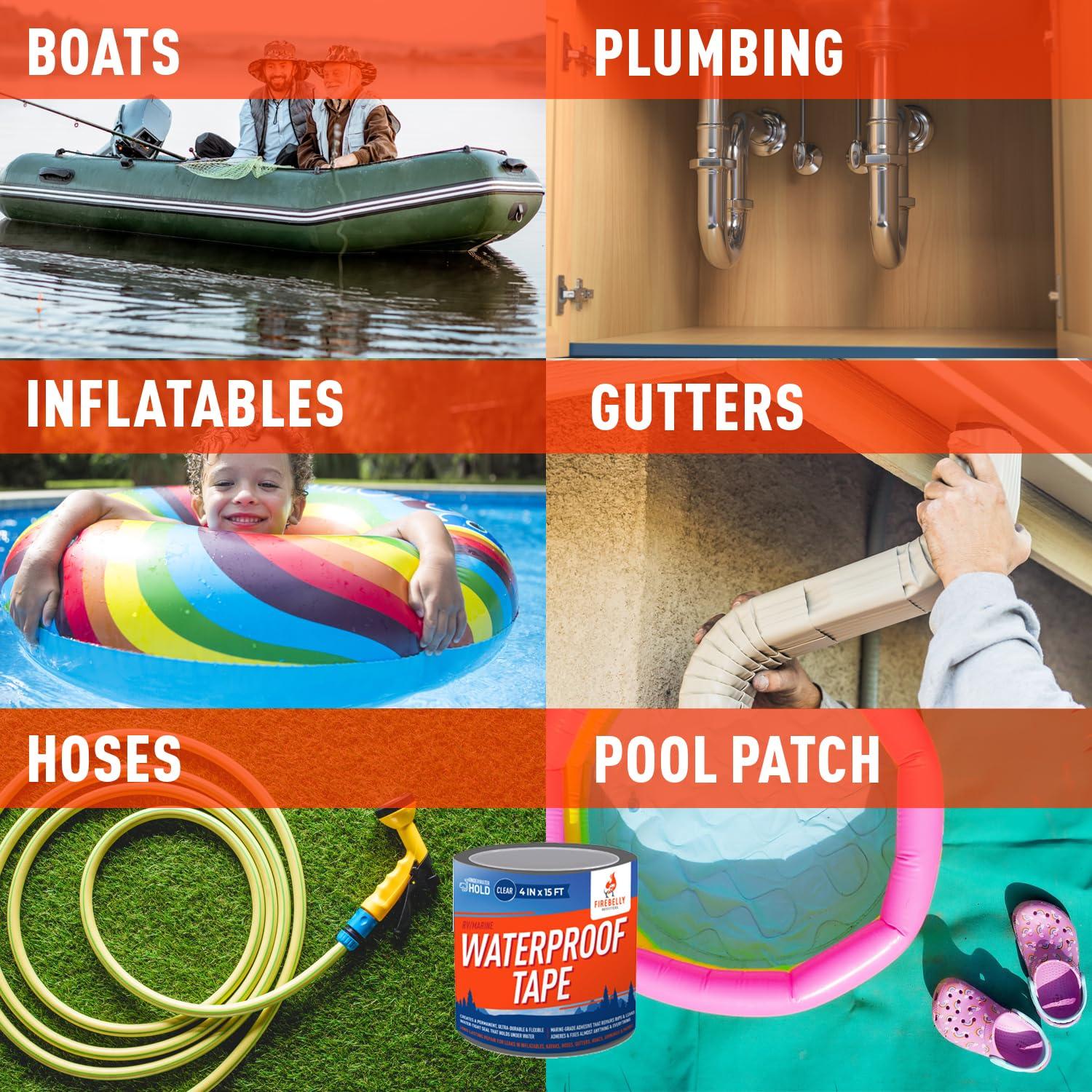 Cinta Impermeable Firebelly Outfitters 4.57m x 10.16cm Transparente