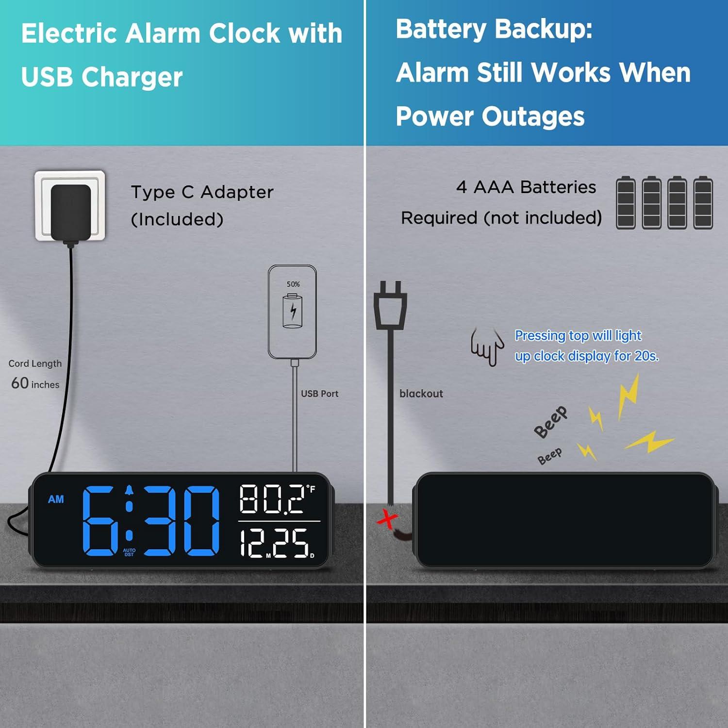 Reloj Despertador Digital Peakeep MHP6060 con USB y Alarma