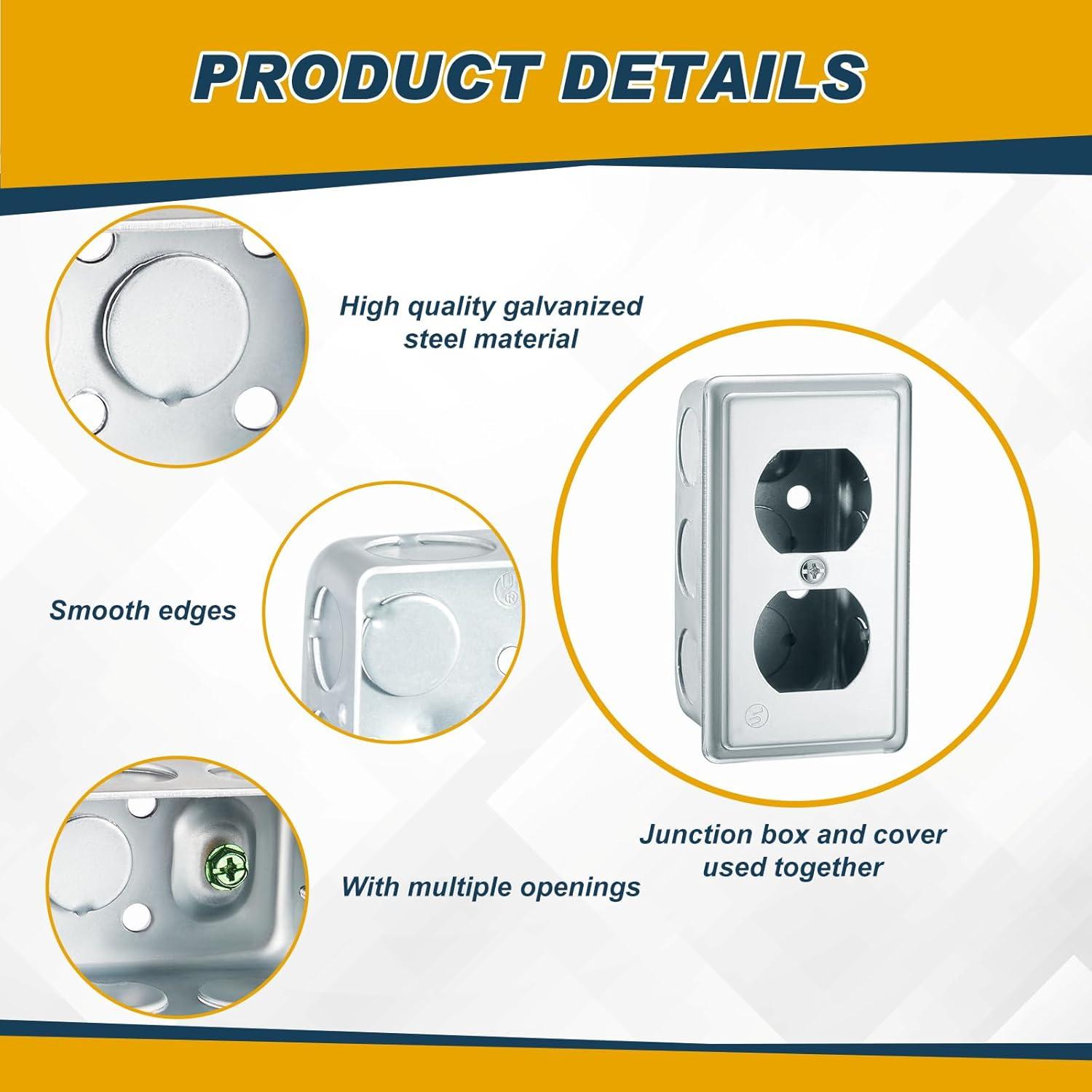 4 Cajas de Conexiones Eléctricas Duplex Copkim 10.16x5.08cm