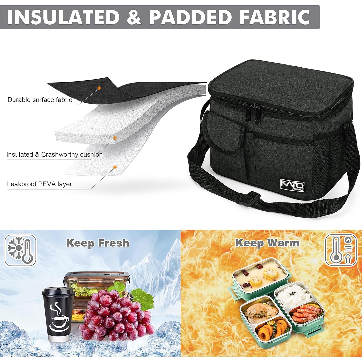 Bolsa de Almuerzo Aislada Tirrinia Negra 7.8L para Adultos