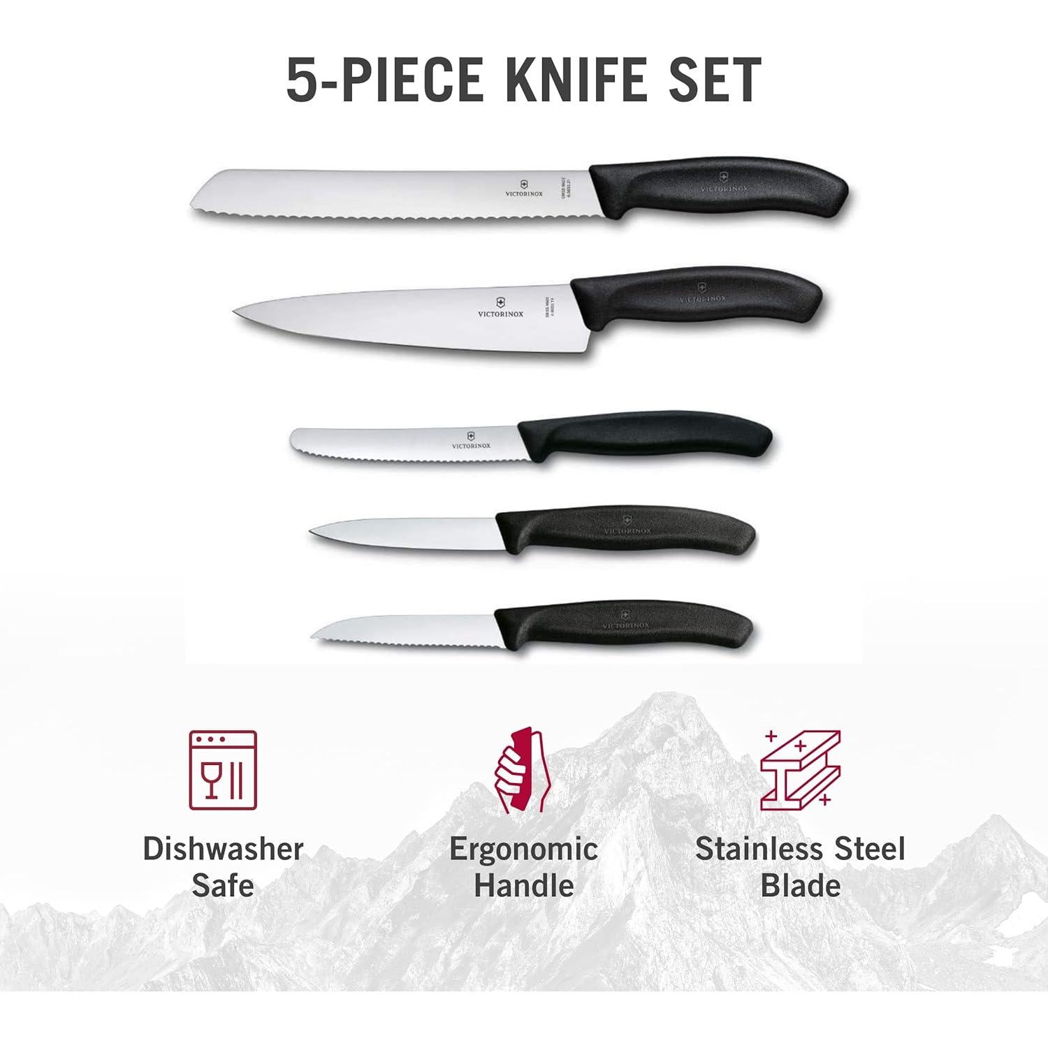 Juego de Cocina Victorinox Swiss Classic 5 Piezas - Cuchillos de Acero Inoxidable