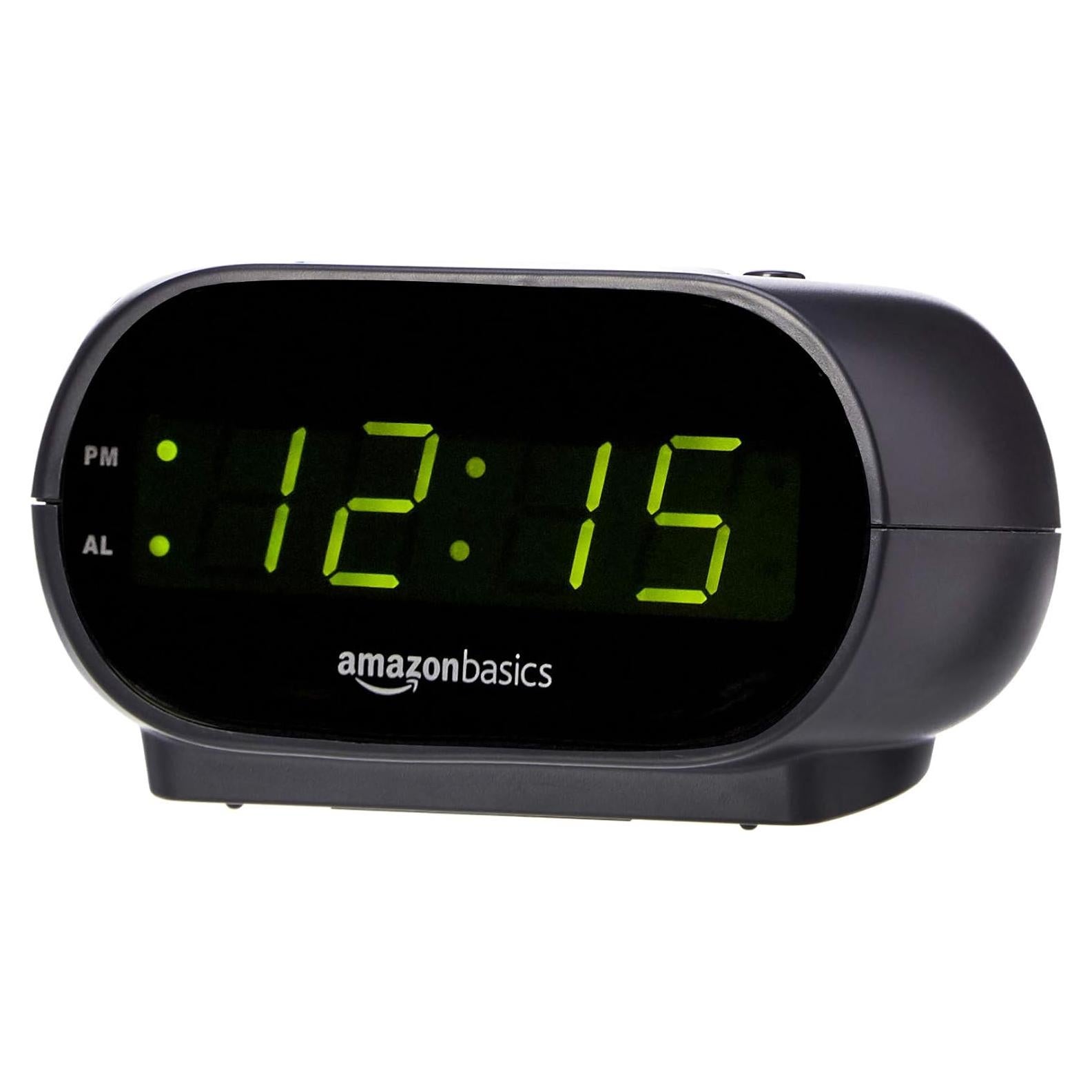 Reloj Despertador Digital Amazon Basics Ovalado Negro 11.4x8.9cm