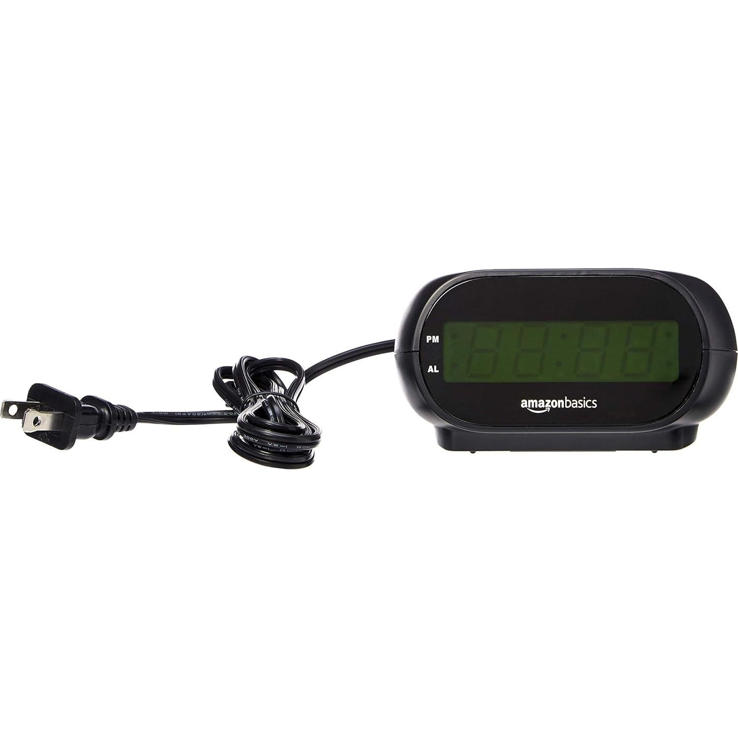 Reloj Despertador Digital Amazon Basics Ovalado Negro 11.4x8.9cm