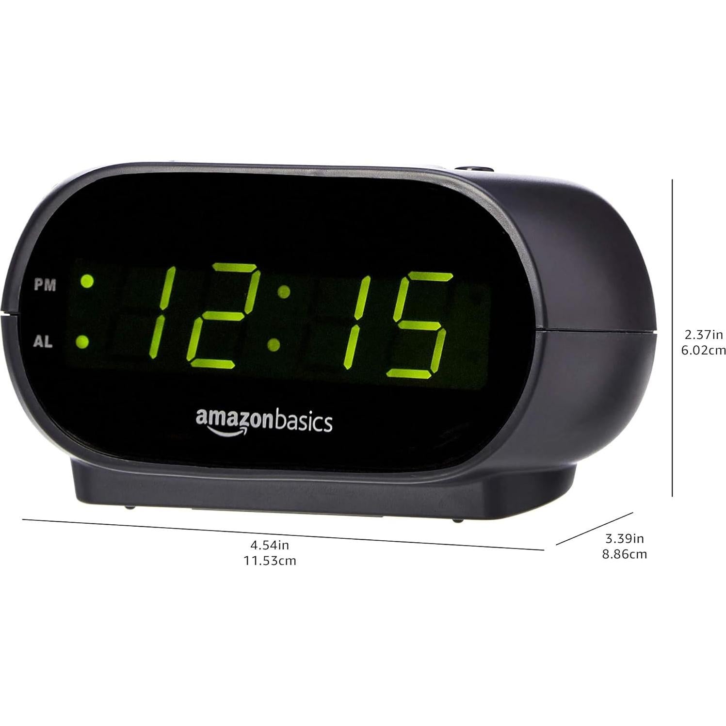 Reloj Despertador Digital Amazon Basics Ovalado Negro 11.4x8.9cm
