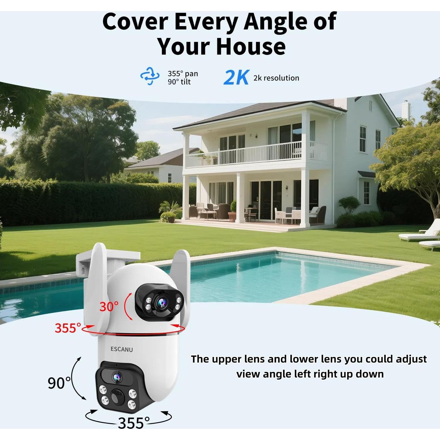 Cámara de Seguridad Inalámbrica ESCANU QG8 Doble Lente 2K