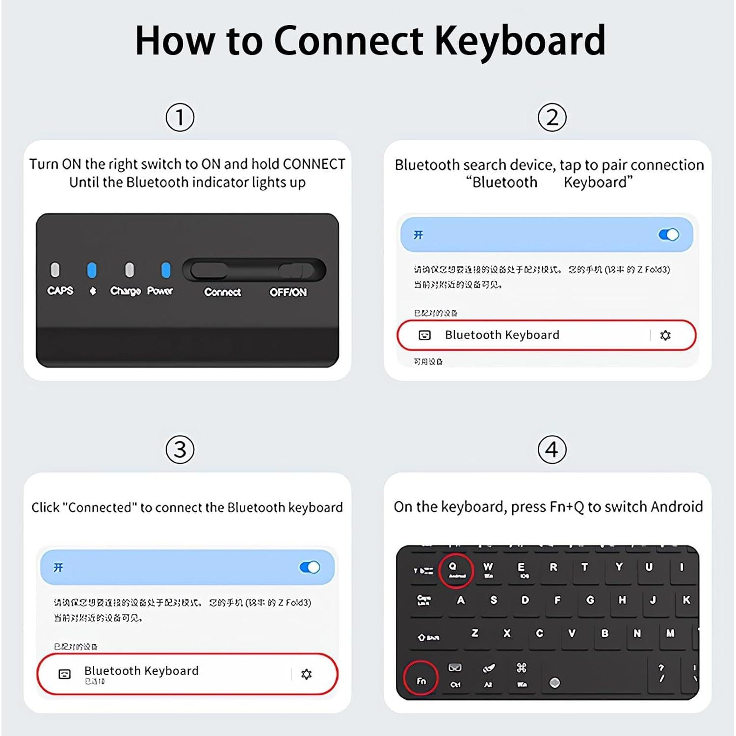 Teclado Bluetooth Mini Voppton para Samsung Galaxy Z Fold 7 6 5