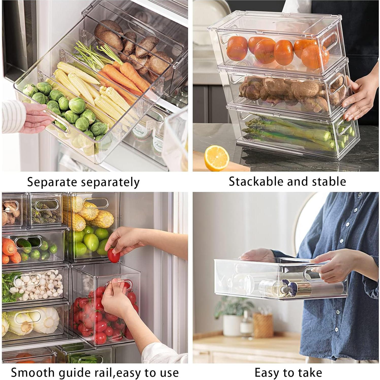 Contenedores Apilables Mano 4 Pack para Refrigerador 86.3x64.5x27.9 cm