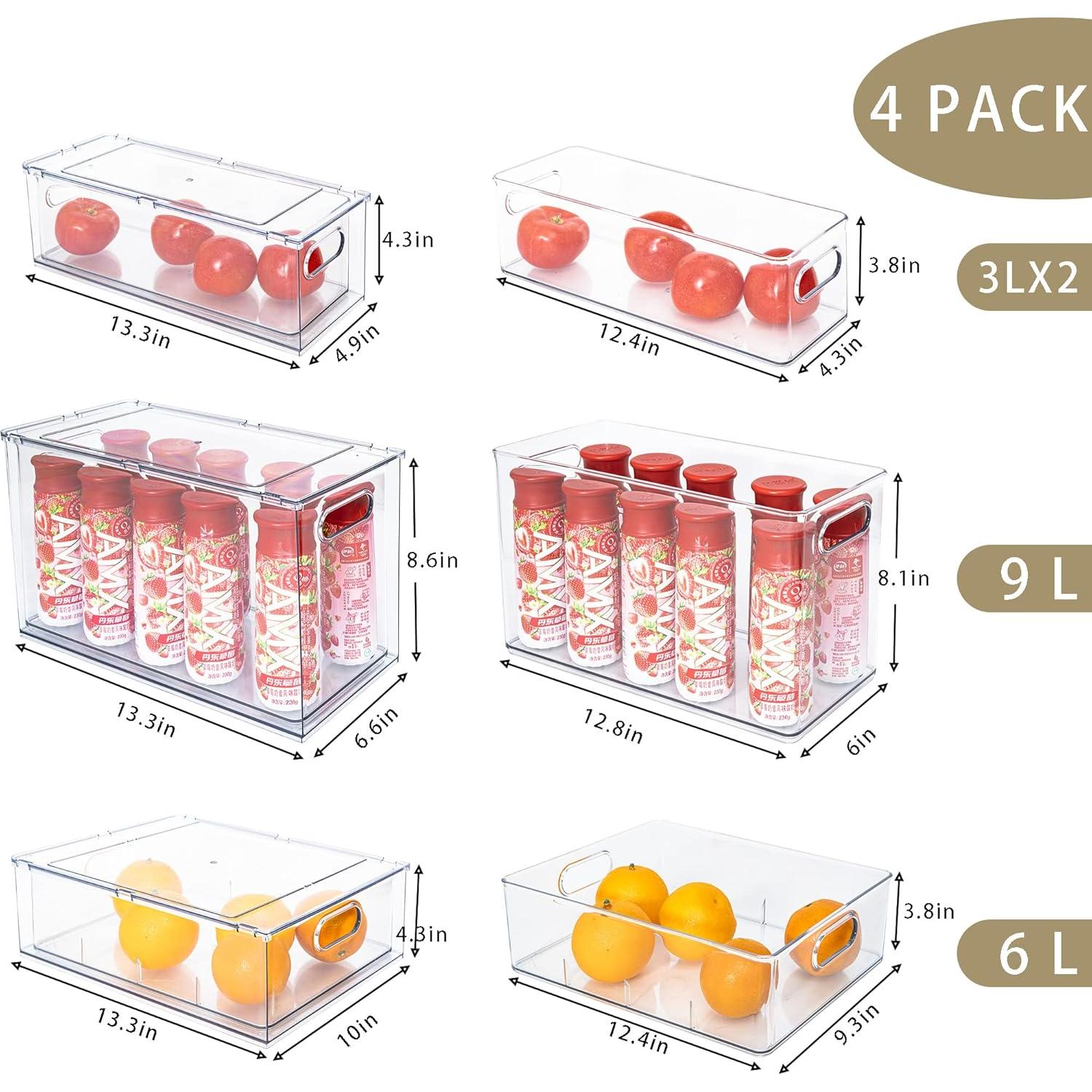 Contenedores Apilables Mano 4 Pack para Refrigerador 86.3x64.5x27.9 cm