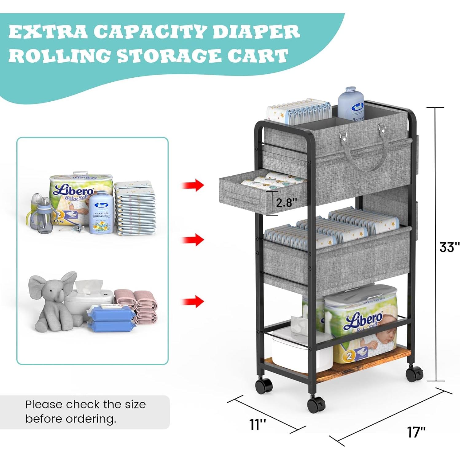 Carro Organizador de Pañales LIDTOP 4 Niveles Negro