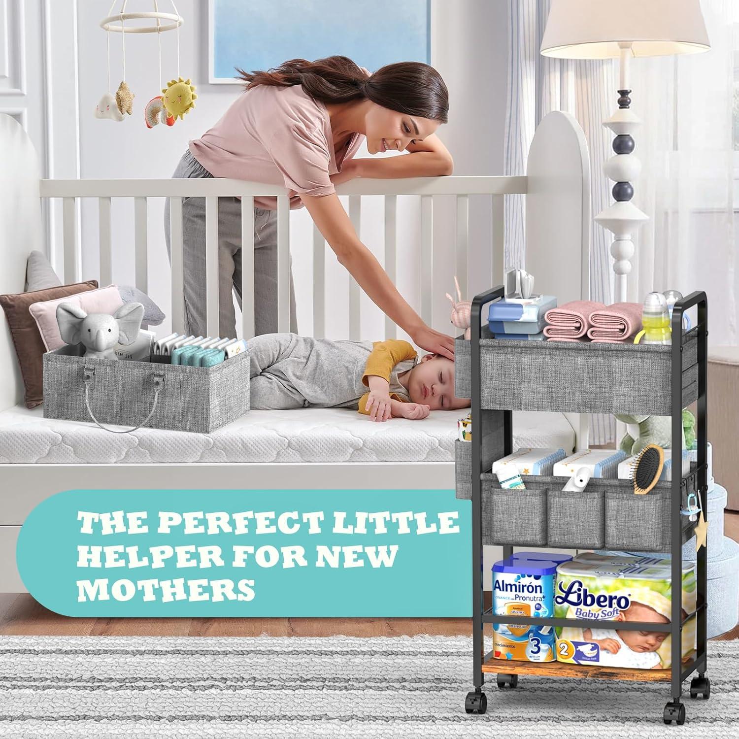 Carro Organizador de Pañales LIDTOP 4 Niveles Negro