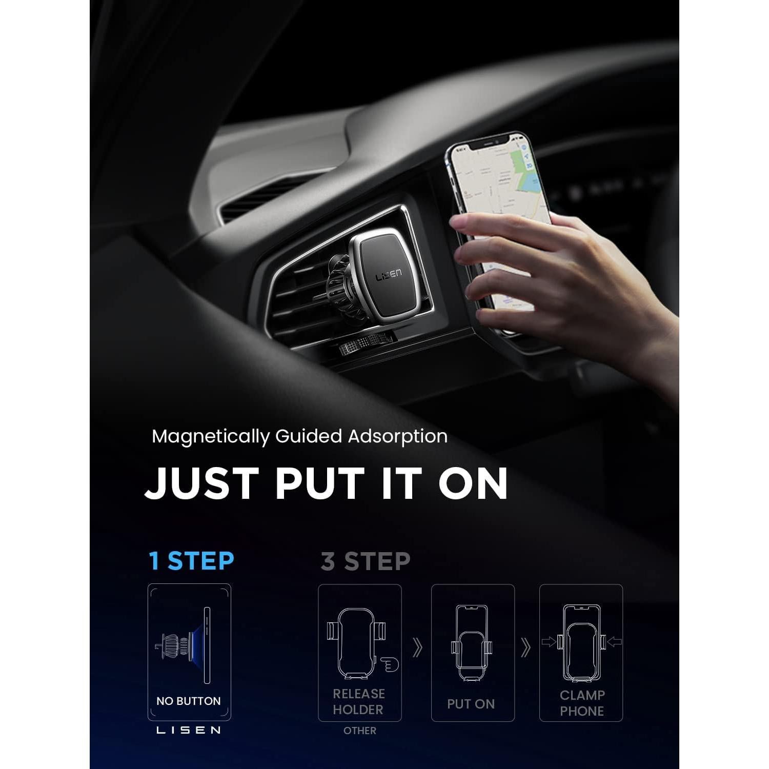 Soporte Magnético para Teléfono en Auto LISEN 2 Pack - Negro