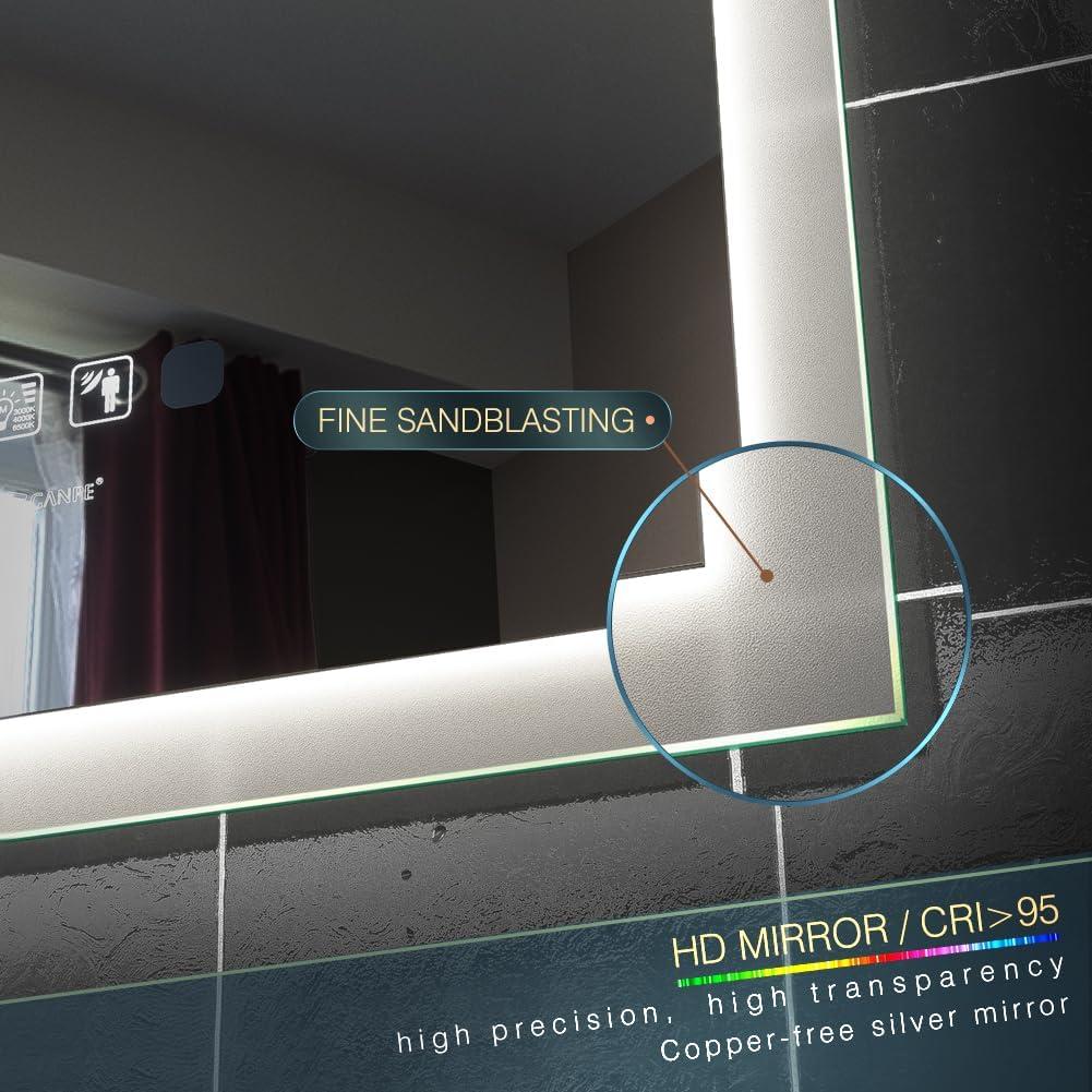 Espejo de Baño LED GANPE 50.8x71.1cm con Altavoz Bluetooth