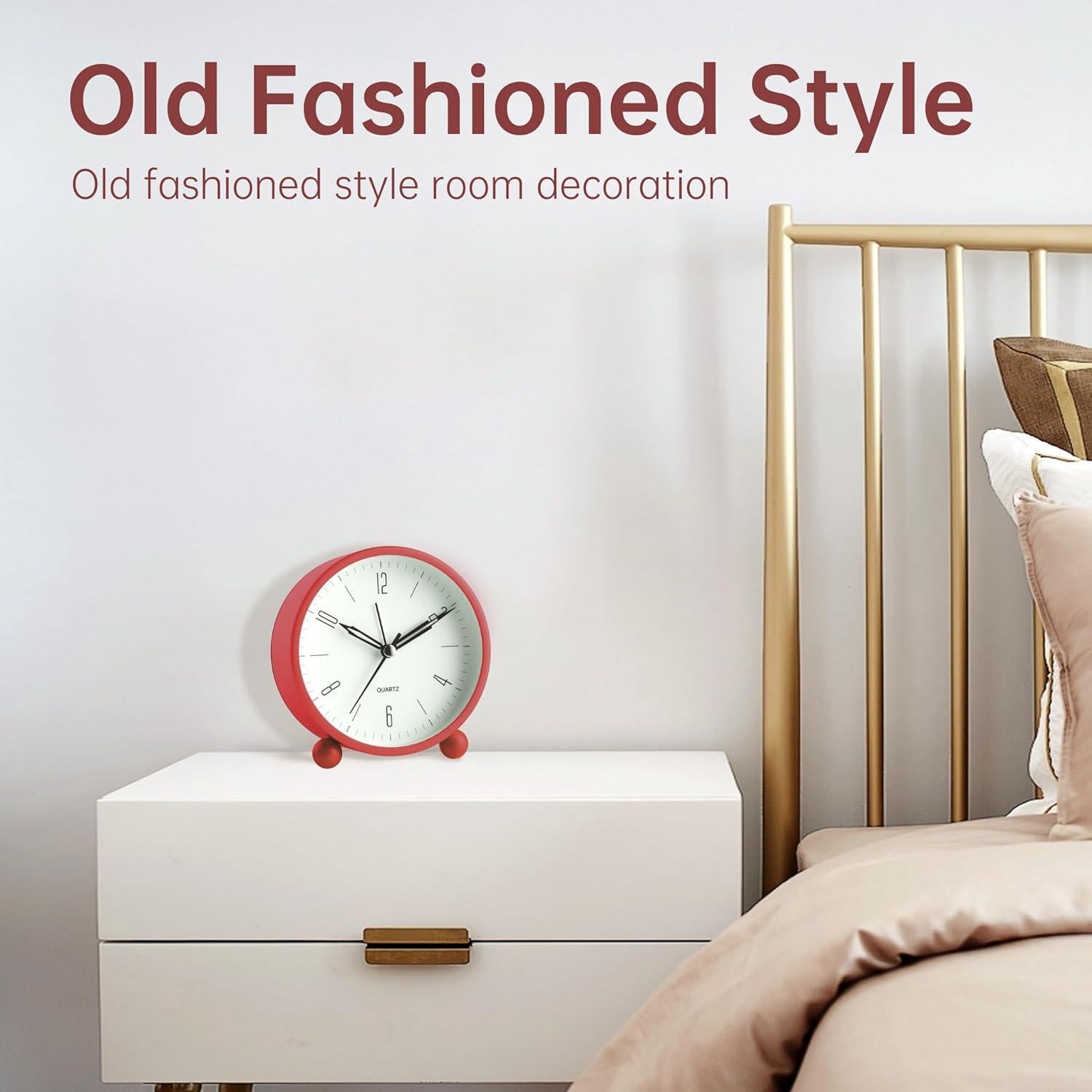 Reloj de Alarma JALL Vintage Rojo 10 cm Silencioso