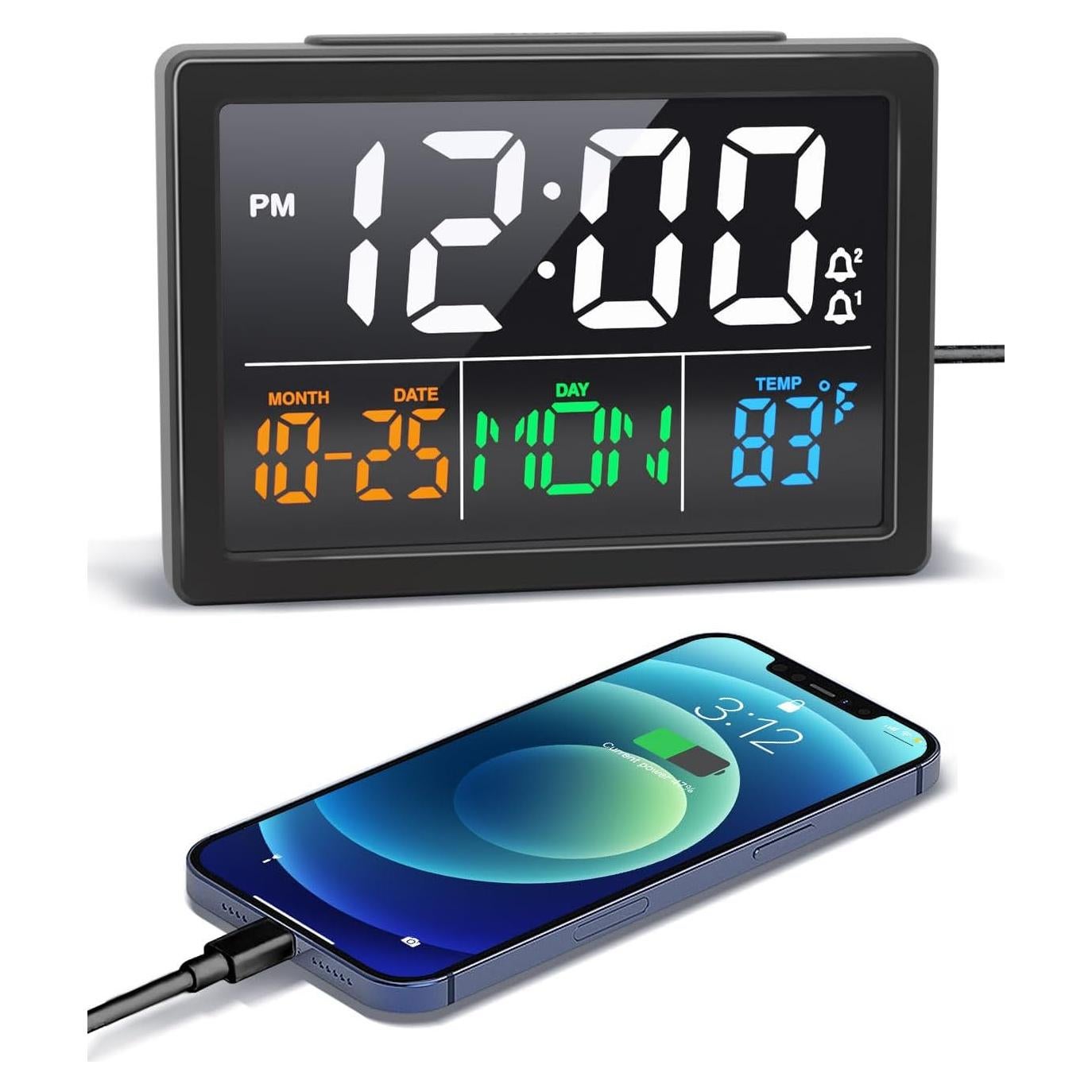 Reloj Despertador Digital JALL V1021 Pantalla LED 13.97cm