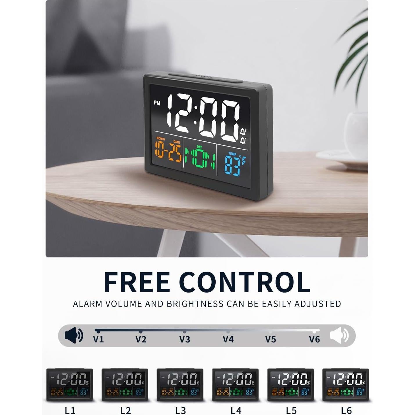 Reloj Despertador Digital JALL V1021 Pantalla LED 13.97cm