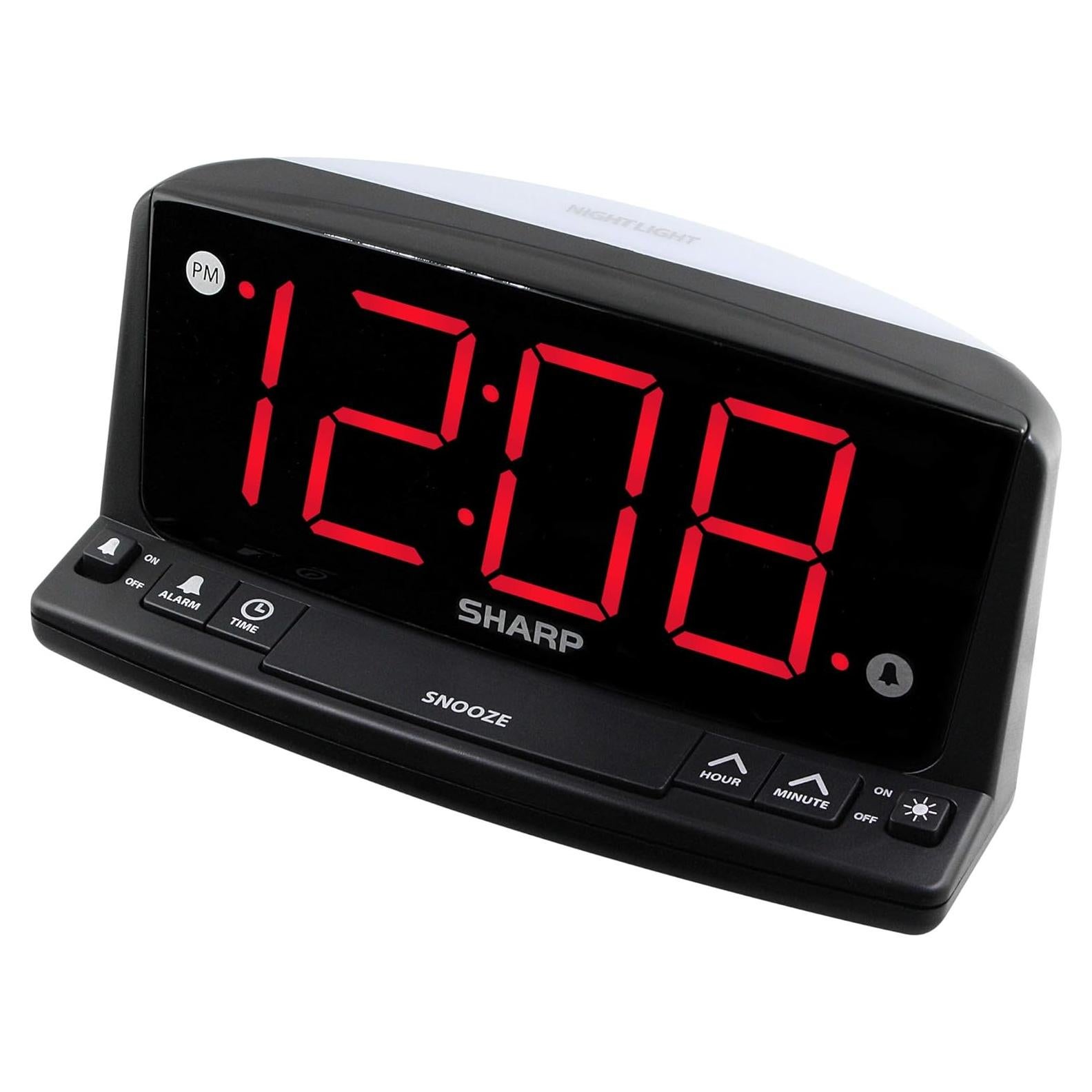 Reloj Despertador Digital Sharp LED Rojo - Números Grandes