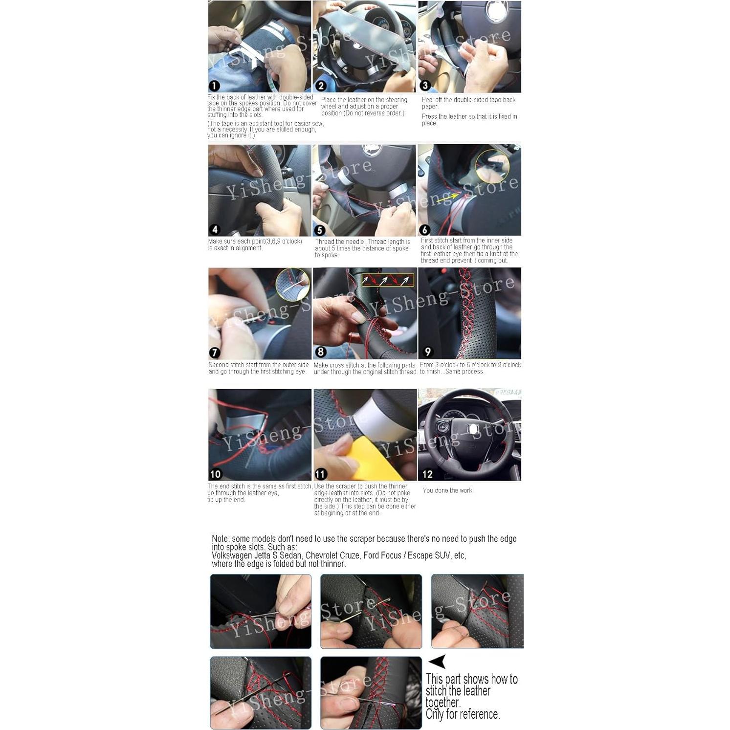 Cubierta de Volante DIY Eiseng para Toyota RAV4 y Yaris 38.1 cm