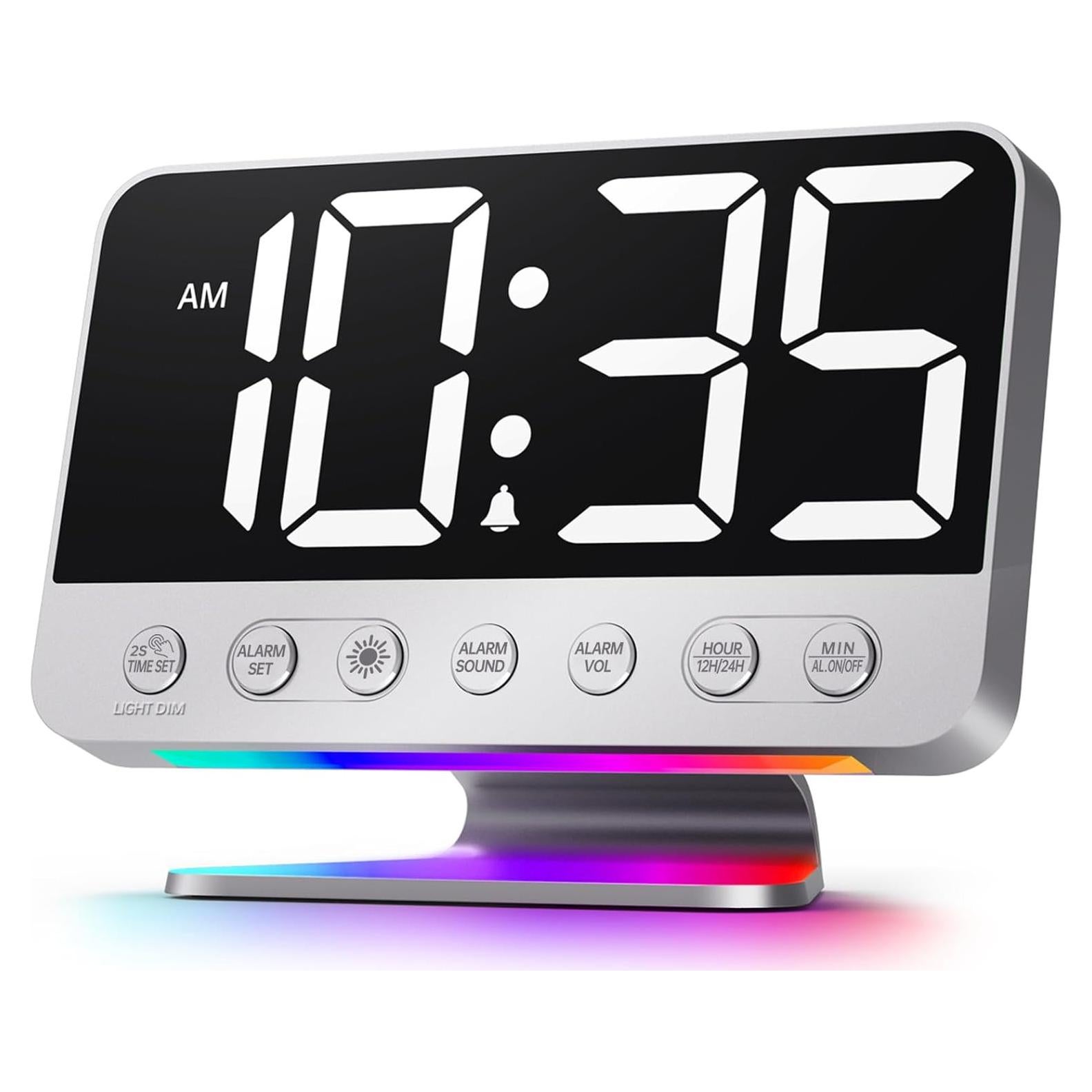 Reloj de Alarma Digital Odokee Plata con Luz Nocturna