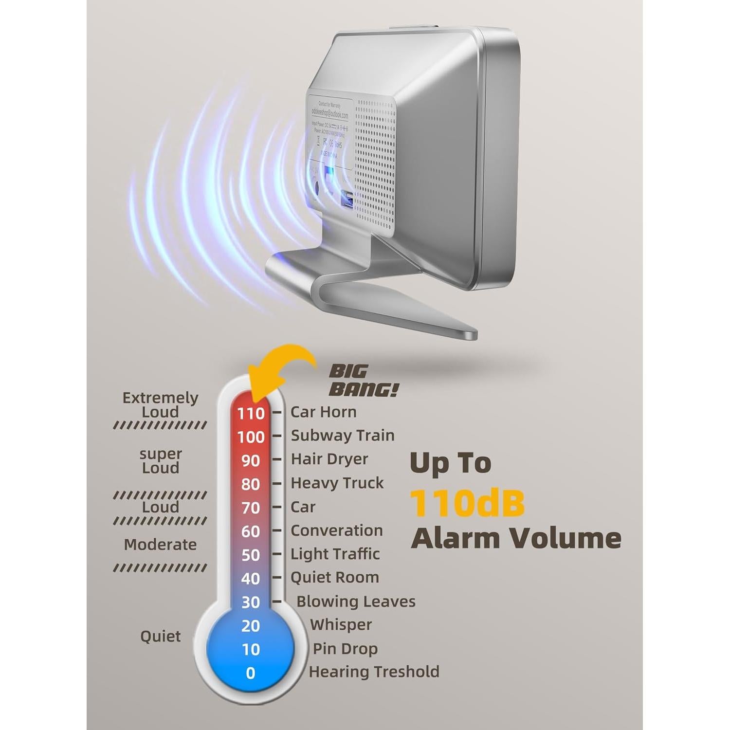 Reloj de Alarma Digital Odokee Plata con Luz Nocturna