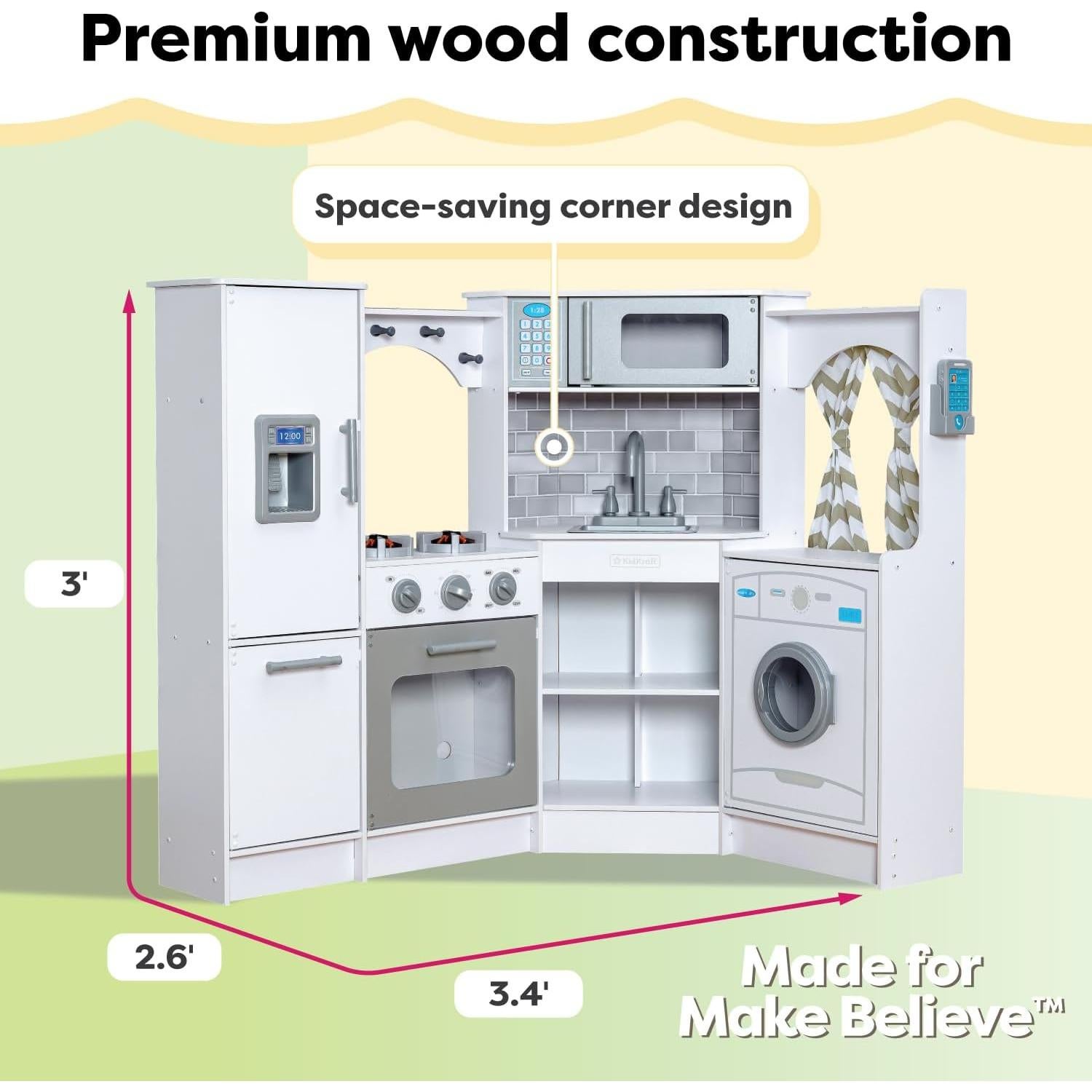 Cocina de Juguete Esquina KidKraft Blanca con Luces y Sonidos