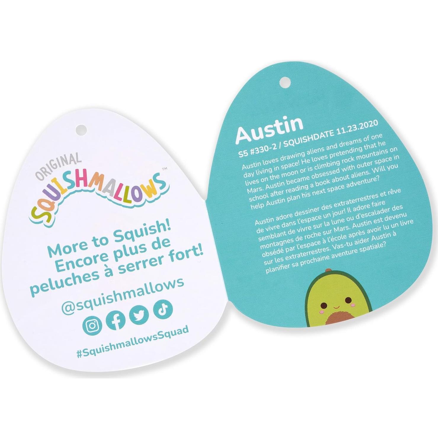 Squishmallows Peluche Oficial Jazwares 12.7 cm Austin Aguacate