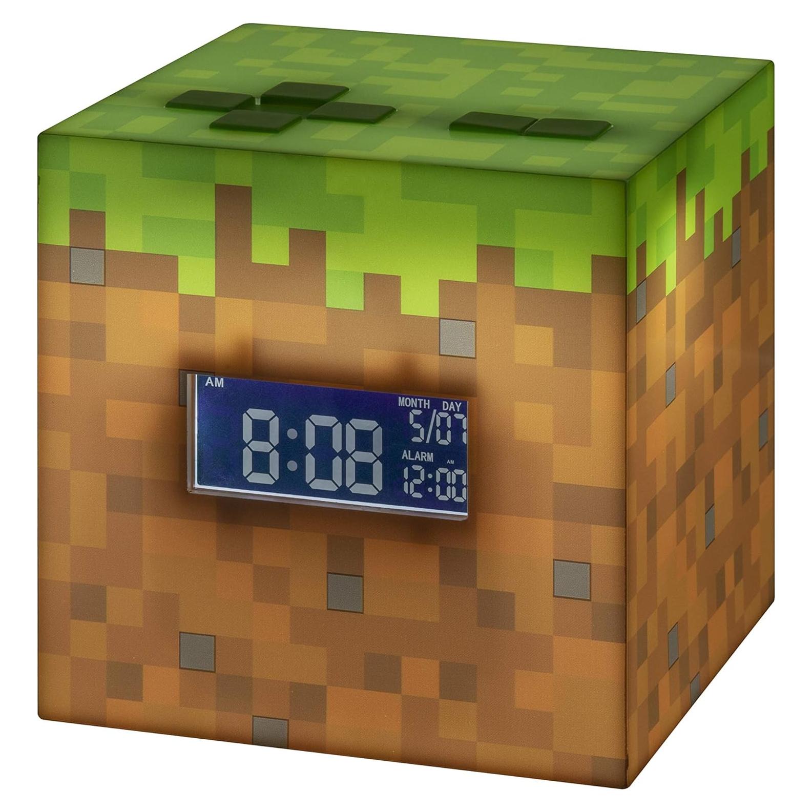 Reloj Despertador Digital Paladone Minecraft Bloque Verde