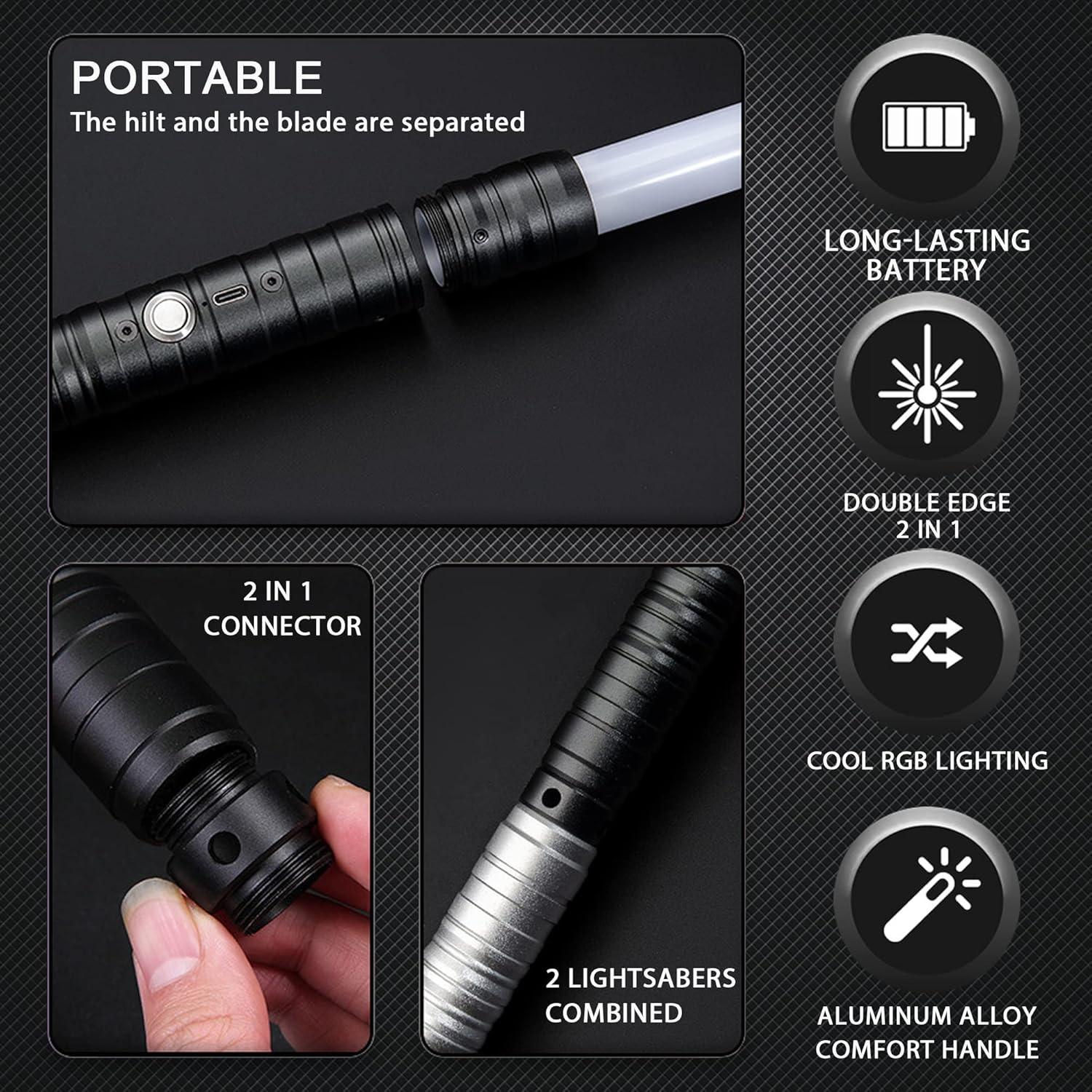 Sable de luz 2 en 1 U & I Direct 15 colores RGB recargable