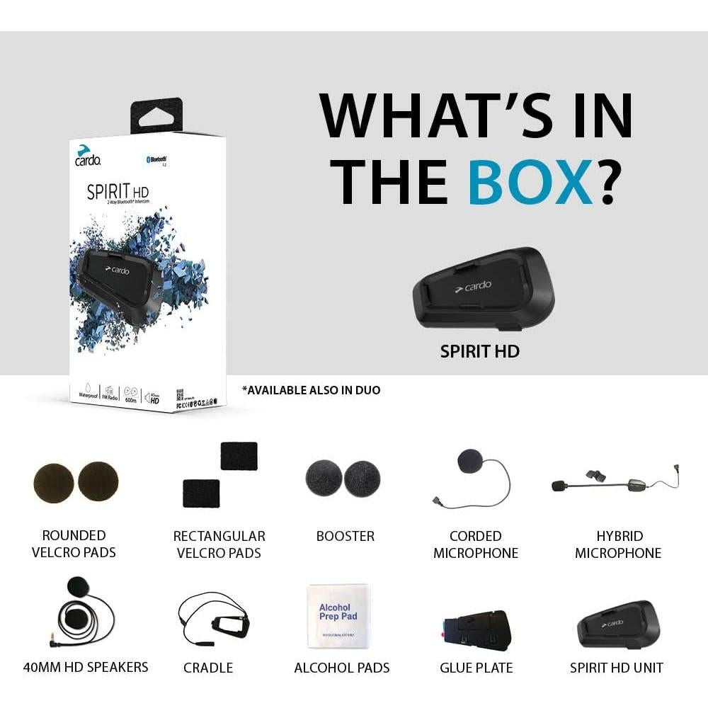 Auricular Bluetooth Cardo Spirit HD para Motocicleta - Negro