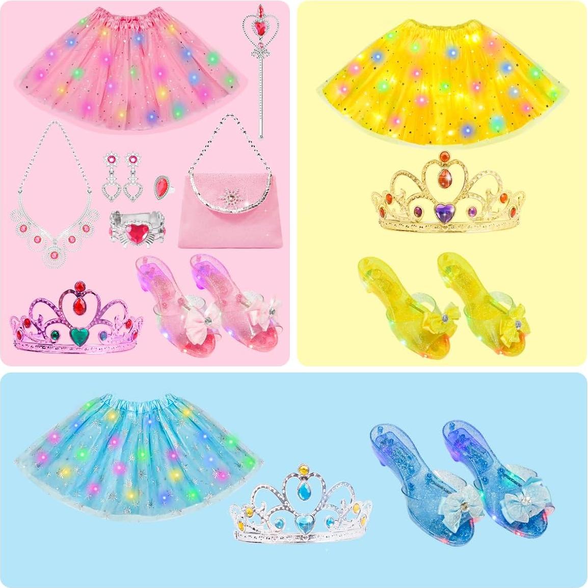 Vestido de Princesa Meland para Niñas con Faldas y Zapatos LED