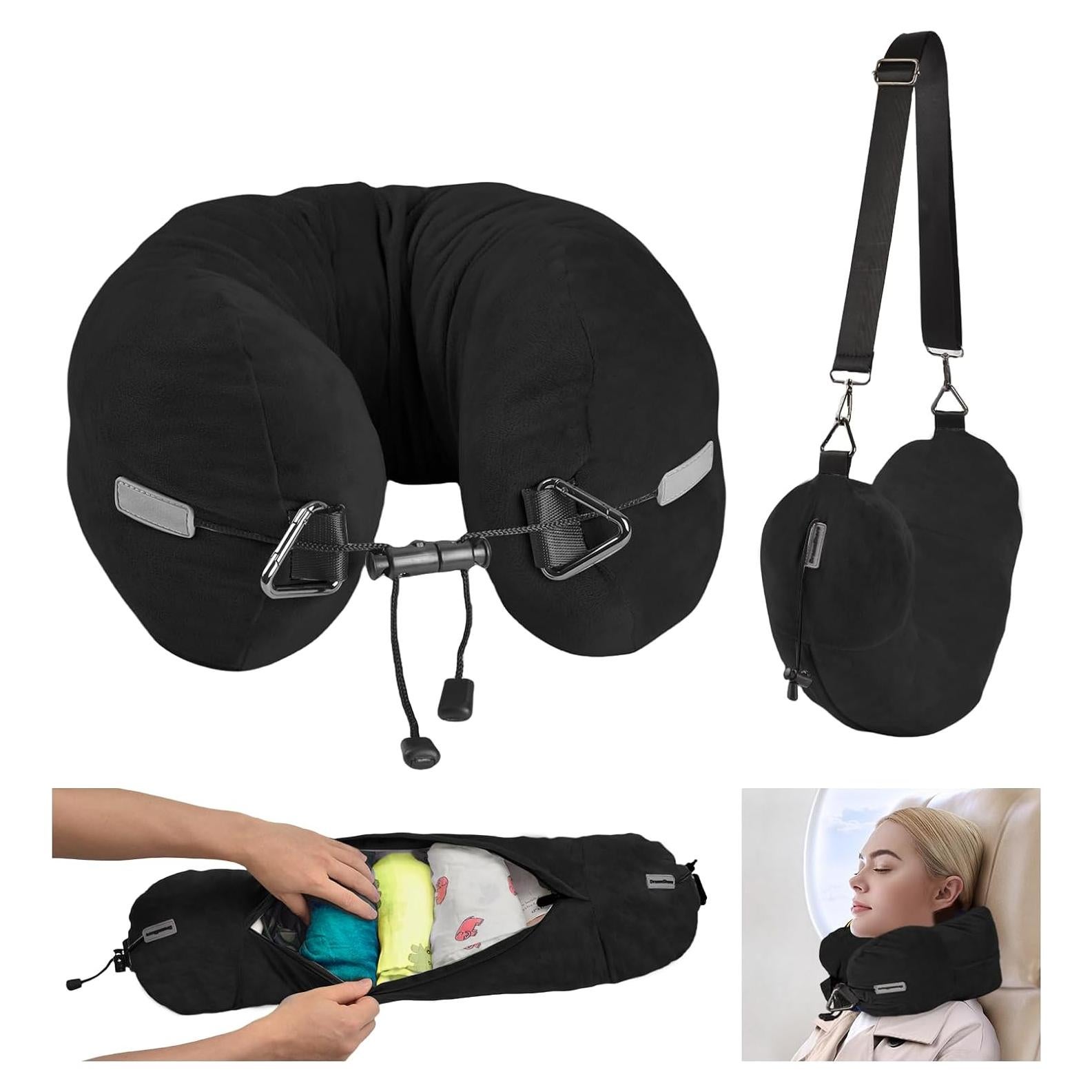 Almohada de Viaje Rellenable DreamShore - Terciopelo Negro