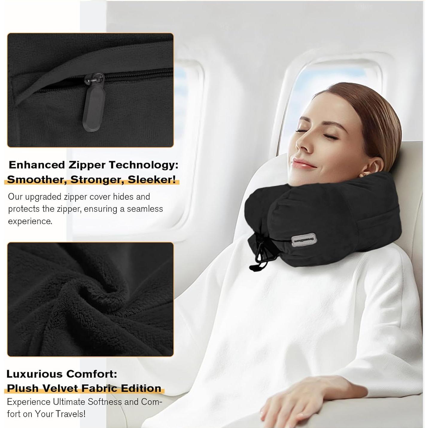 Almohada de Viaje Rellenable DreamShore - Terciopelo Negro