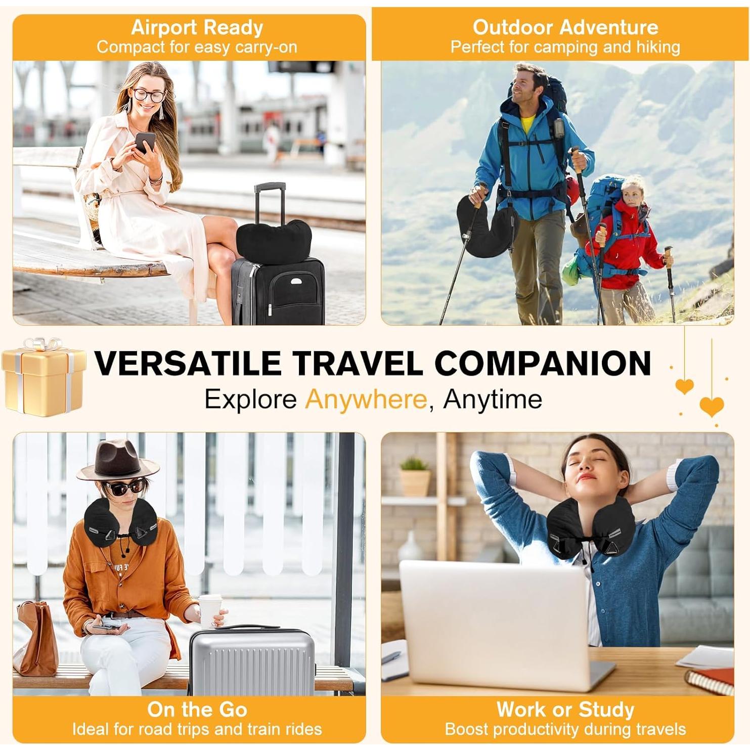 Almohada de Viaje Rellenable DreamShore - Terciopelo Negro