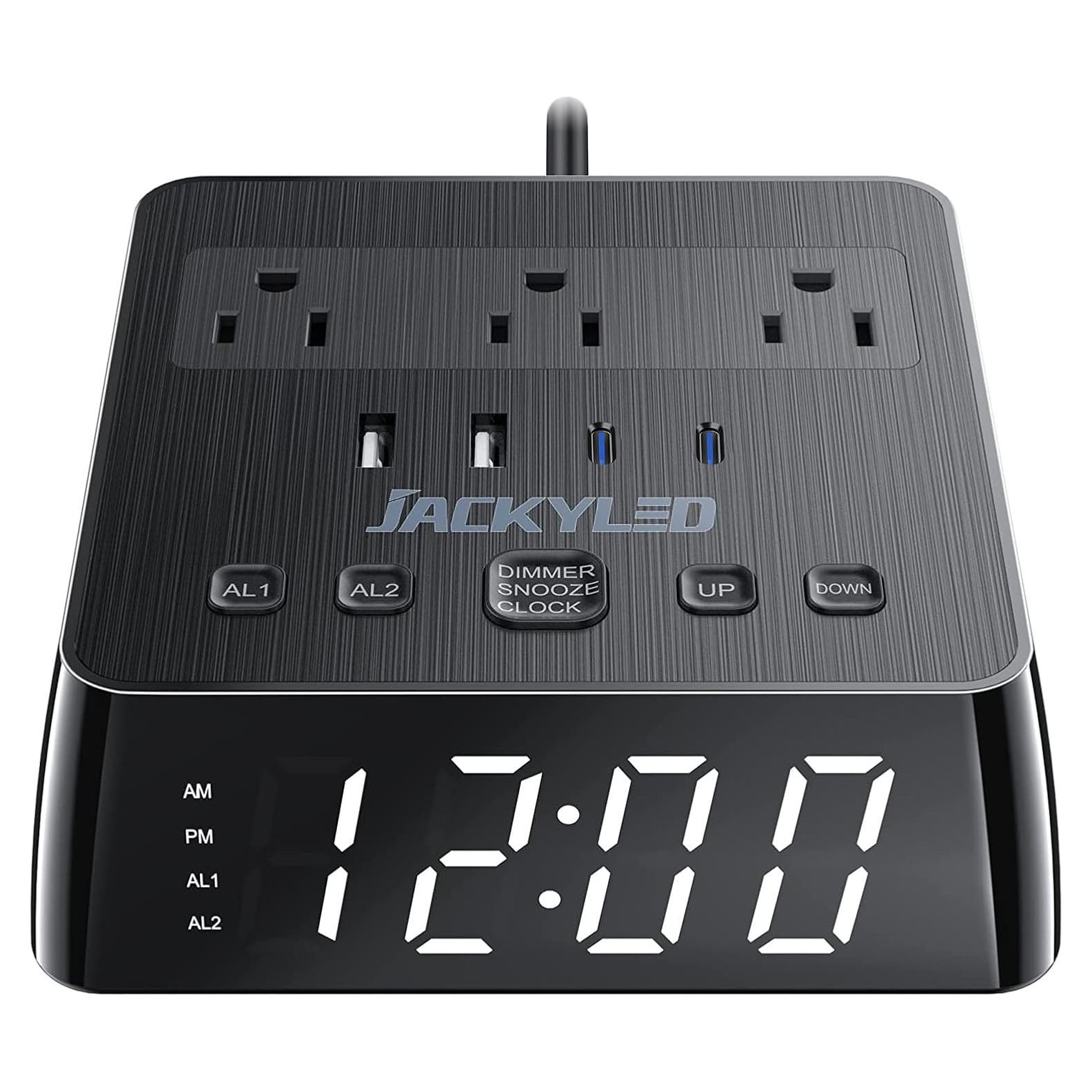 Reloj Despertador JACKYLED con 4 USB y Doble Alarma